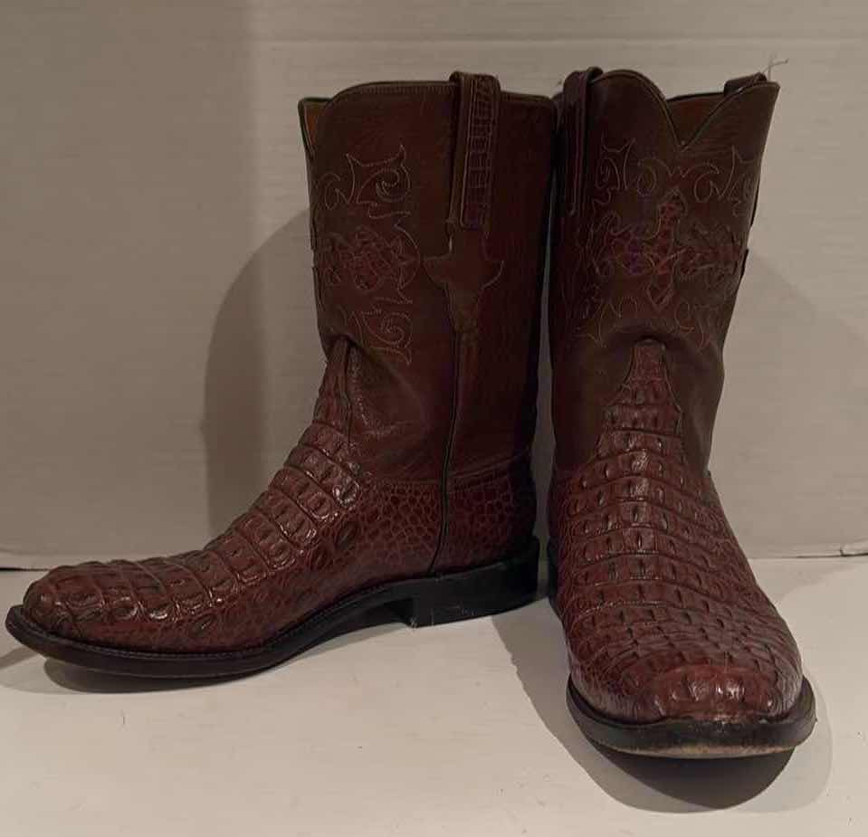 Photo 1 of LUCCHESE CLASSICS HAND-MADE BROWN LEATHER SKIN MEN’S COWBOY BOOTS (SIZE 10)