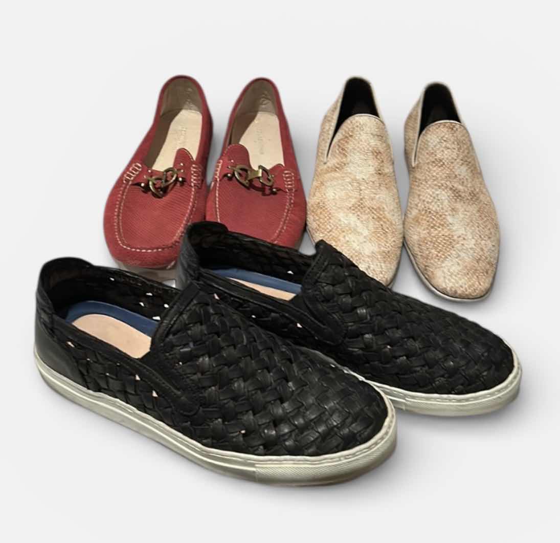 Photo 1 of 3 PAIRS DESIGNER DONALD J PUNER  LOAFERS, SIZE 9.5 TO 10.5