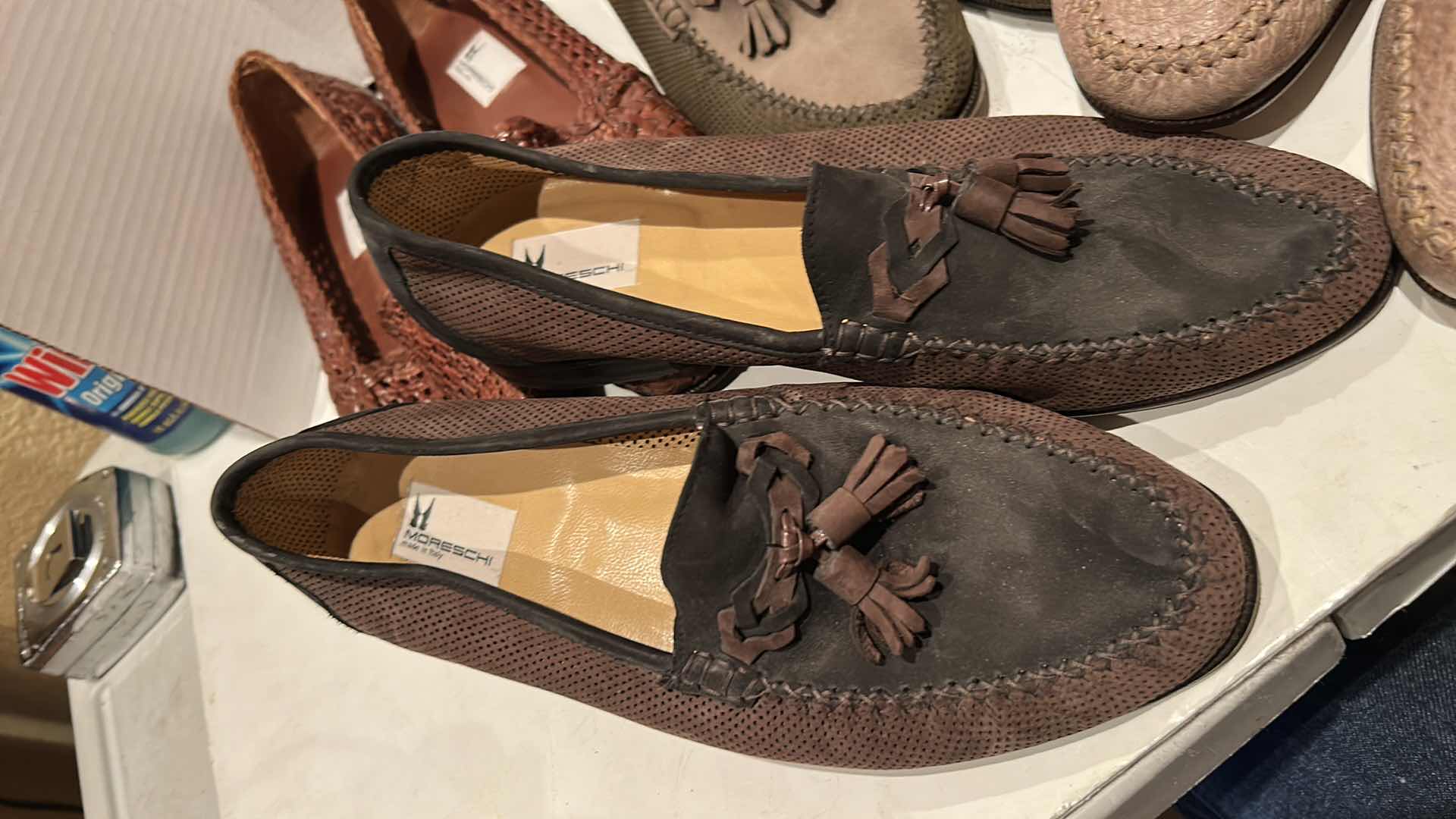 Photo 1 of 5 PAIRS MORESCHI ITALIAN CRAFTED LEATHER MEN’S LOAFERS, SIZE 9.5 TO 11.