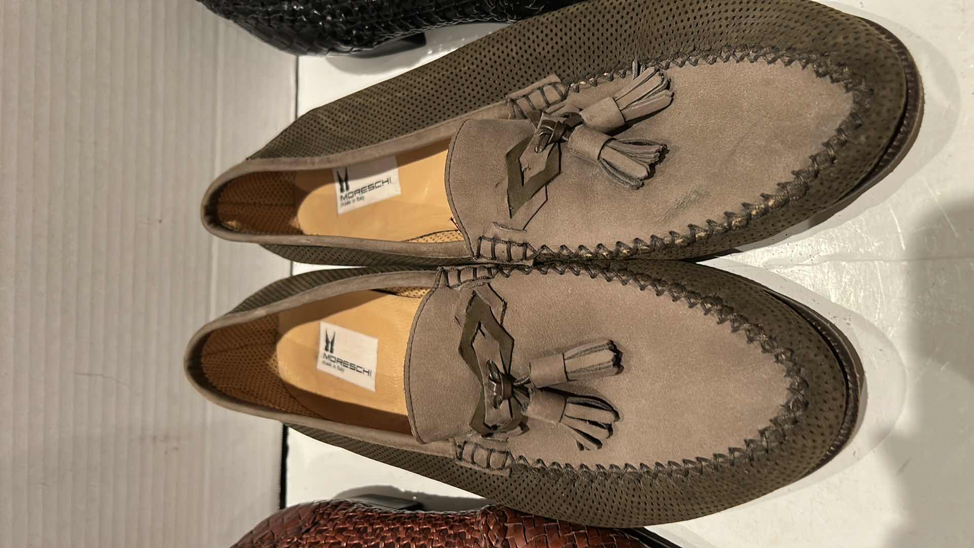 Photo 1 of 5 PAIRS MORESCHI ITALIAN CRAFTED LEATHER MEN’S LOAFERS, SIZE 9.5 TO 11.