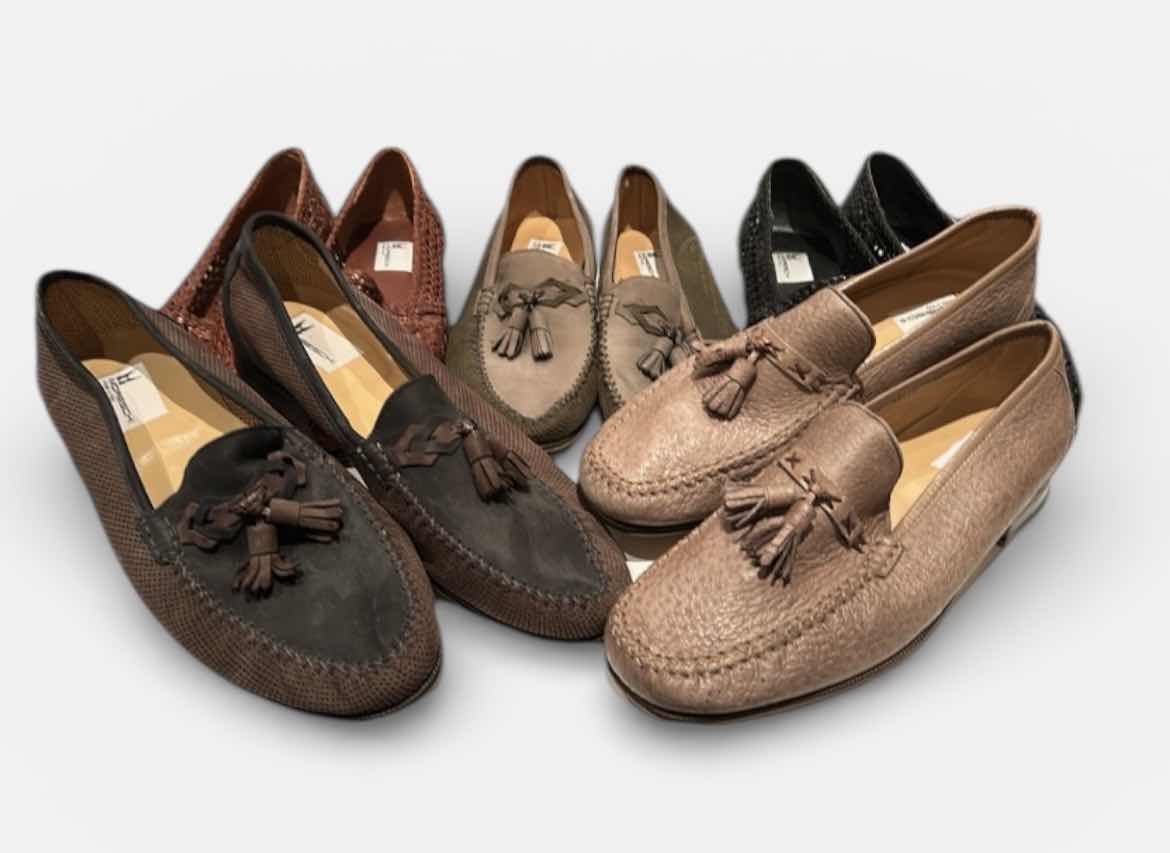 Photo 1 of 5 PAIRS MORESCHI ITALIAN CRAFTED LEATHER MEN’S LOAFERS, SIZE 9.5 TO 11.