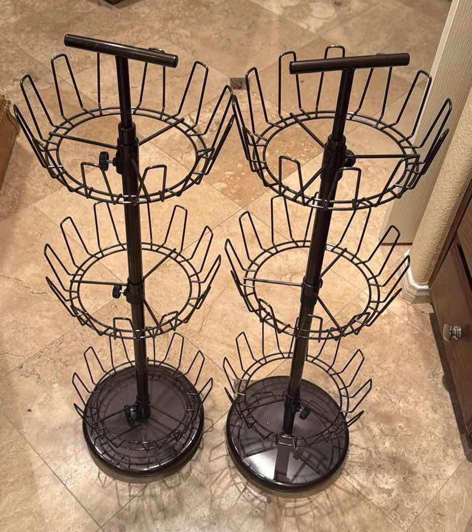 Photo 1 of 2-METAL ROUND SHOE RACKS H 26”