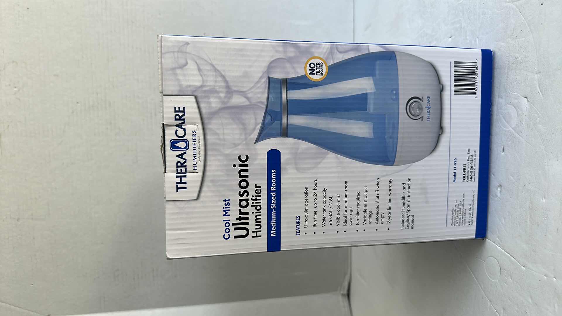 Photo 1 of NIB THERACARE COOL MIST ULTRASONIC HUMIDIFIER