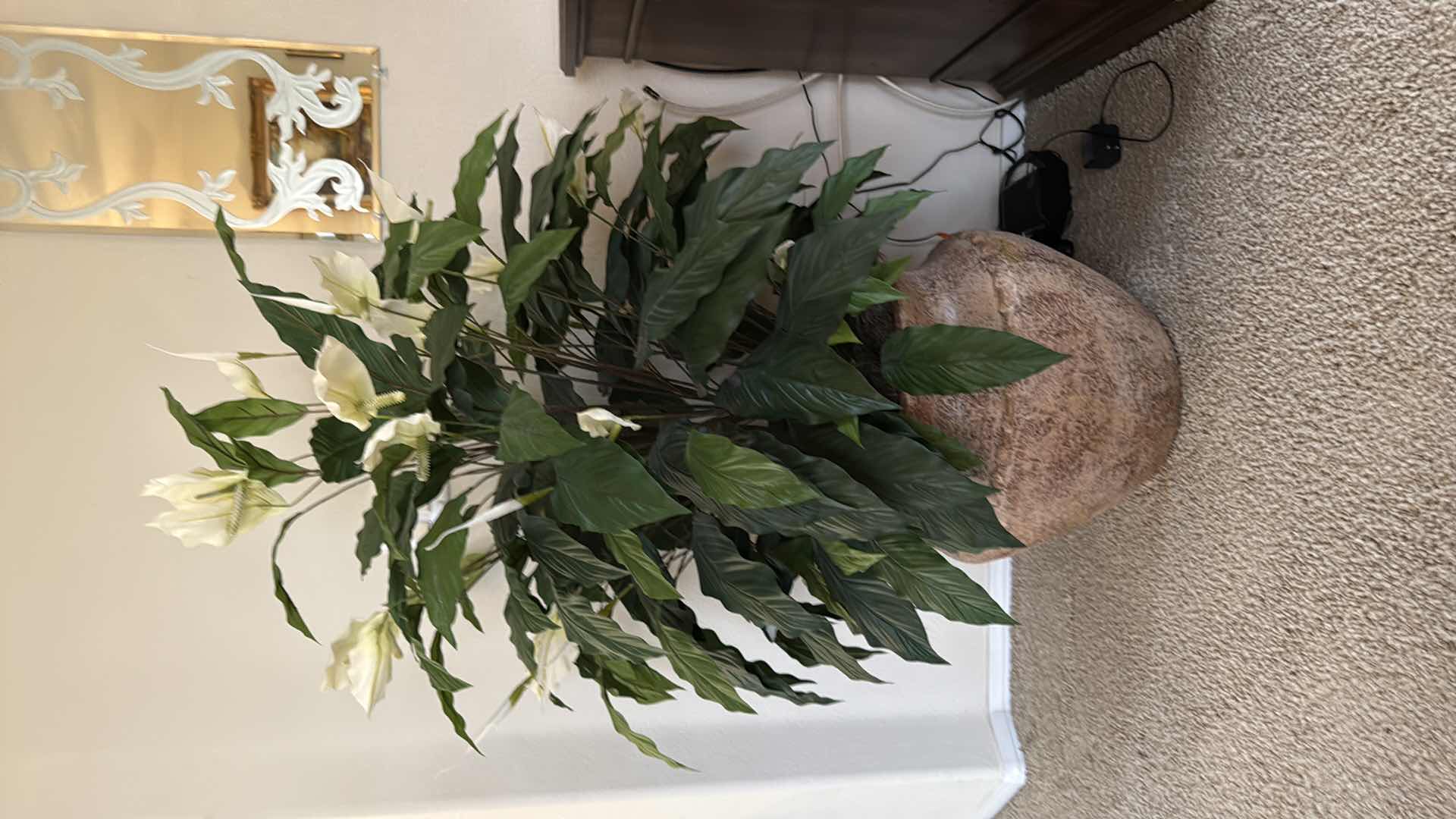 Photo 1 of FAUX POTTED TREE IN BROWN CERAMIC VASE H52”