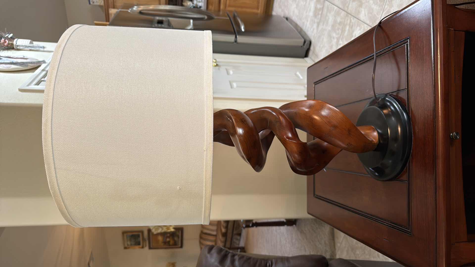 Photo 1 of MID CENTURY MODERN SCULPTED WALNUT TABLE LAMP H33”