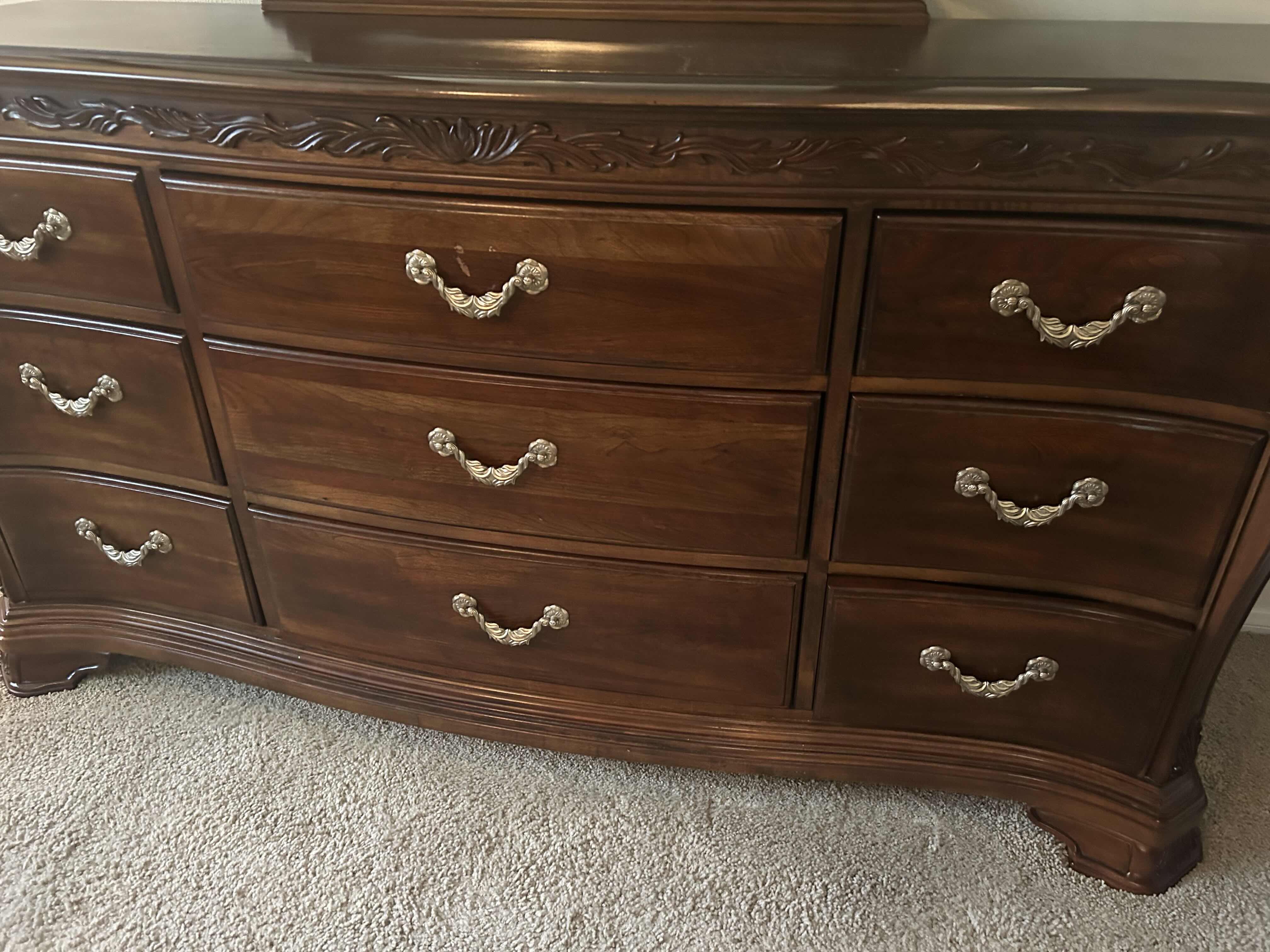 Photo 1 of AMERICAN DREW “ BOB MACKIE “ WALNUT CHIPPENDALE W WING MIRROR 19” X 72” H 85”