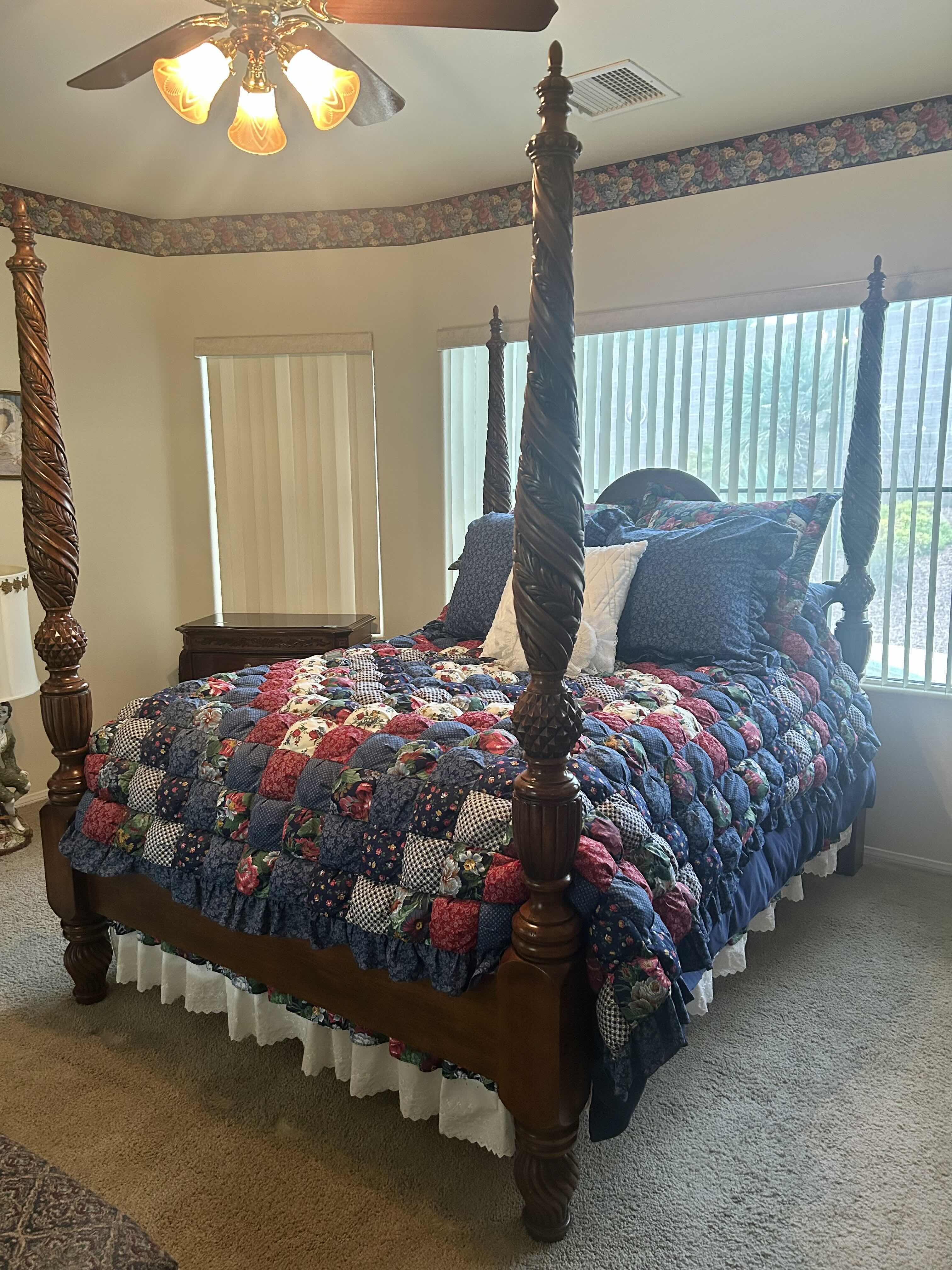 Photo 1 of JC PENNY HOME COLLECTION QUEEN PUFFY PATCHWORK COMFORTER W BED SKIRT AND 6 DECORATIVE PILLOWS BED SOLD SEPERATELY