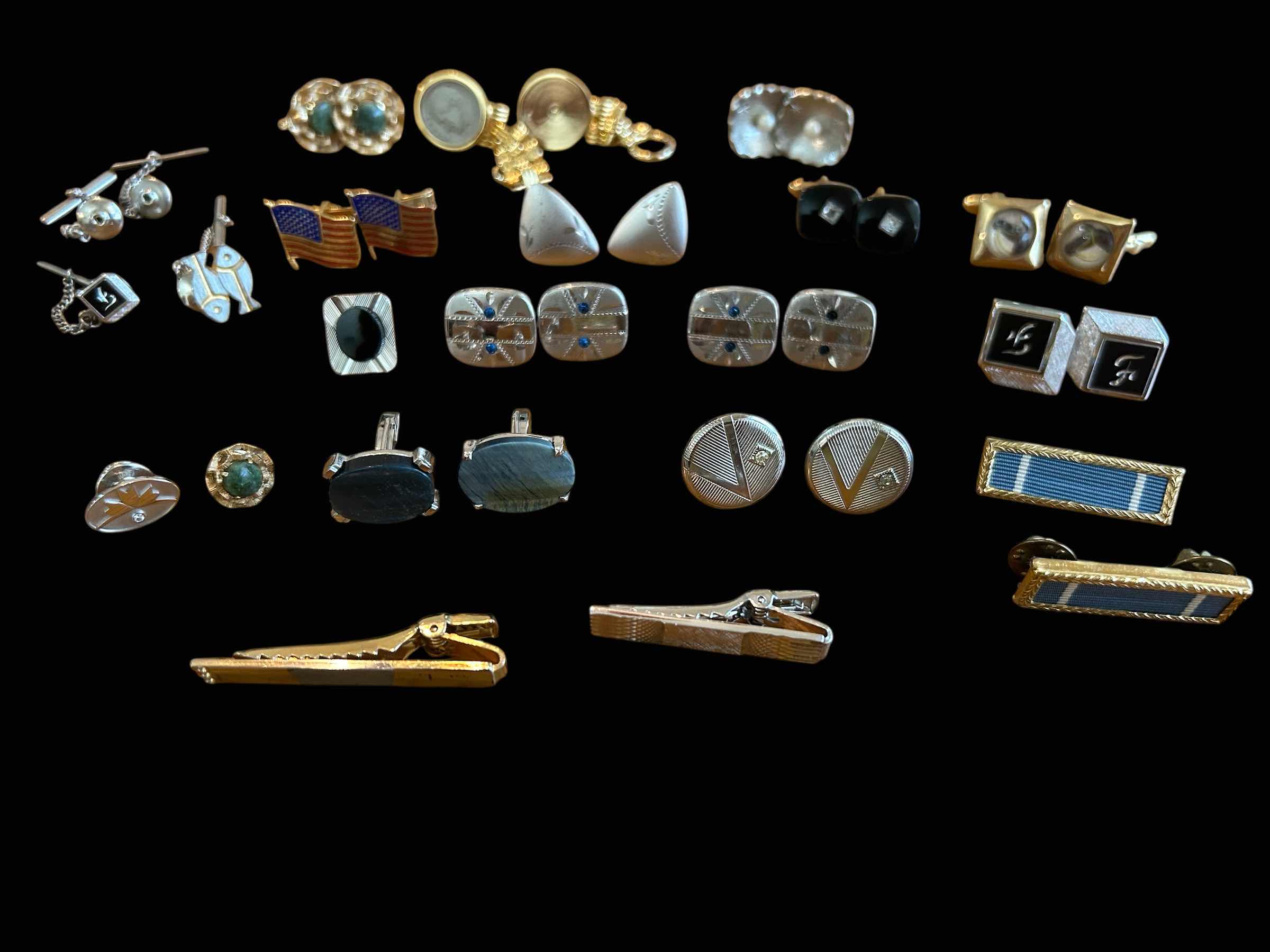 Photo 1 of ASSORTED MENS CUFF LINKS AND TIE CLASPS