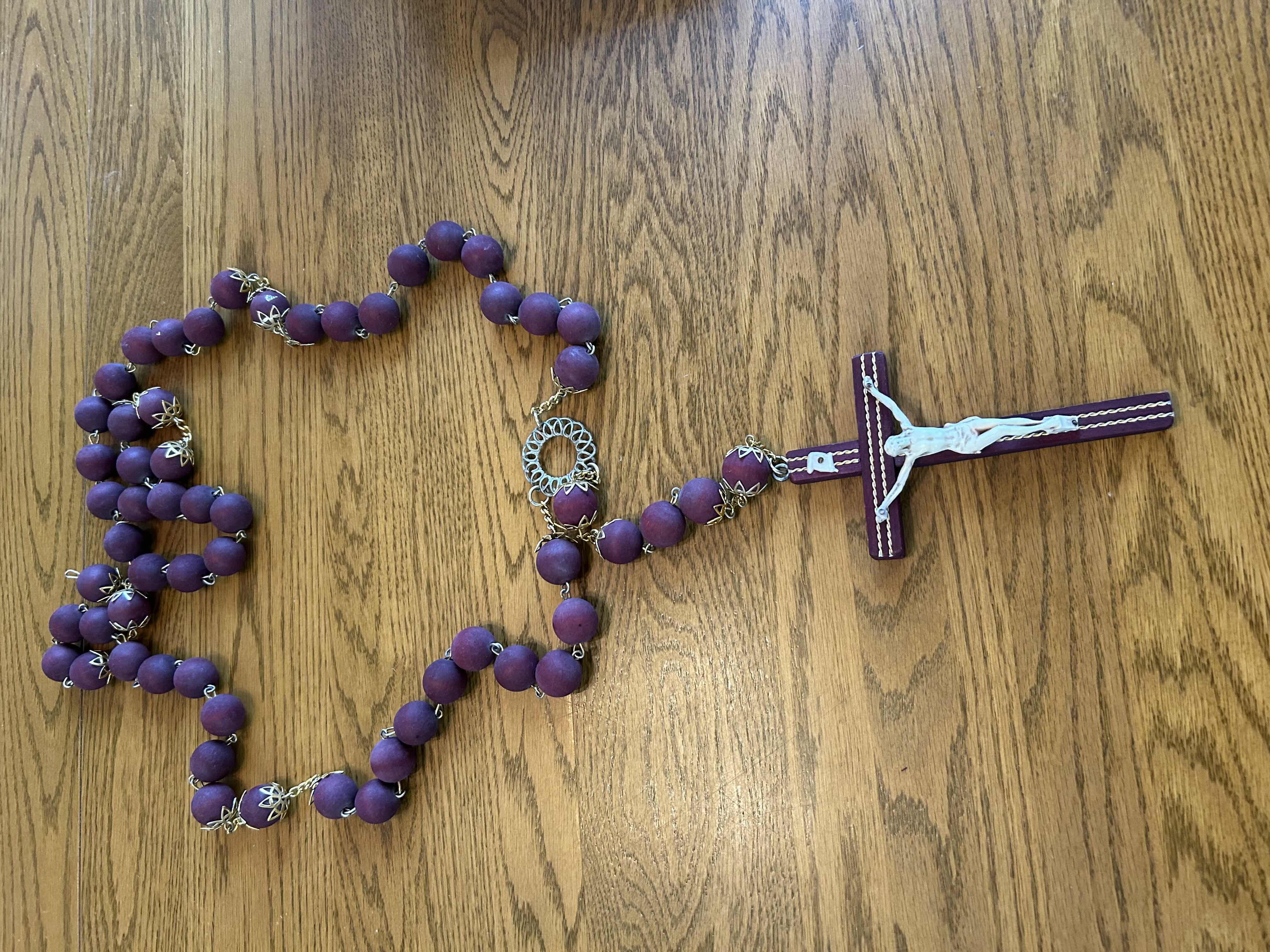 Photo 1 of LARGE WOODED ROSARY BEADS