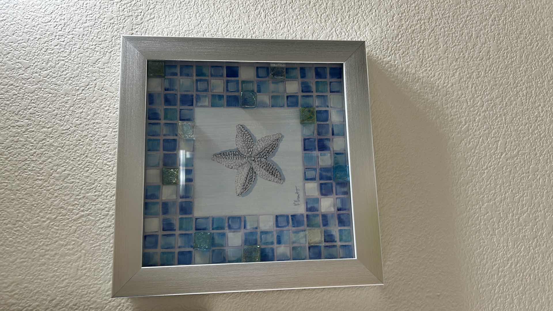 Photo 1 of 2 SILVER FRAMED ART SEASHELLS 12” X 12”