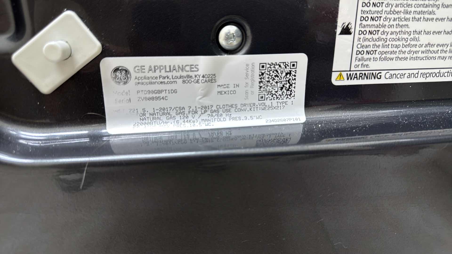 Photo 1 of GE PROFILE SMART ELECTRIC DRYER DIAMOND GRAY FRONT LOAD