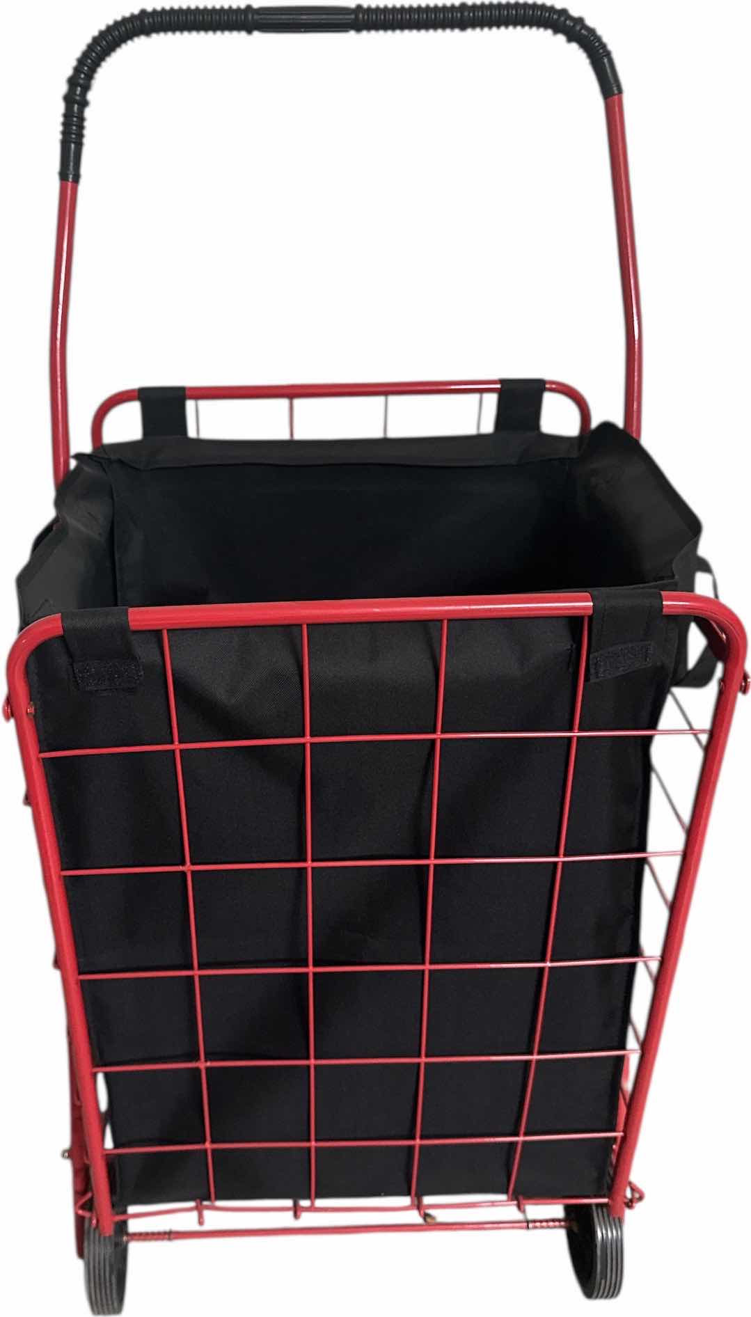Photo 1 of ROLLING UTILITY SHOPPING CART WITH BLACK LINER METAL

H40”