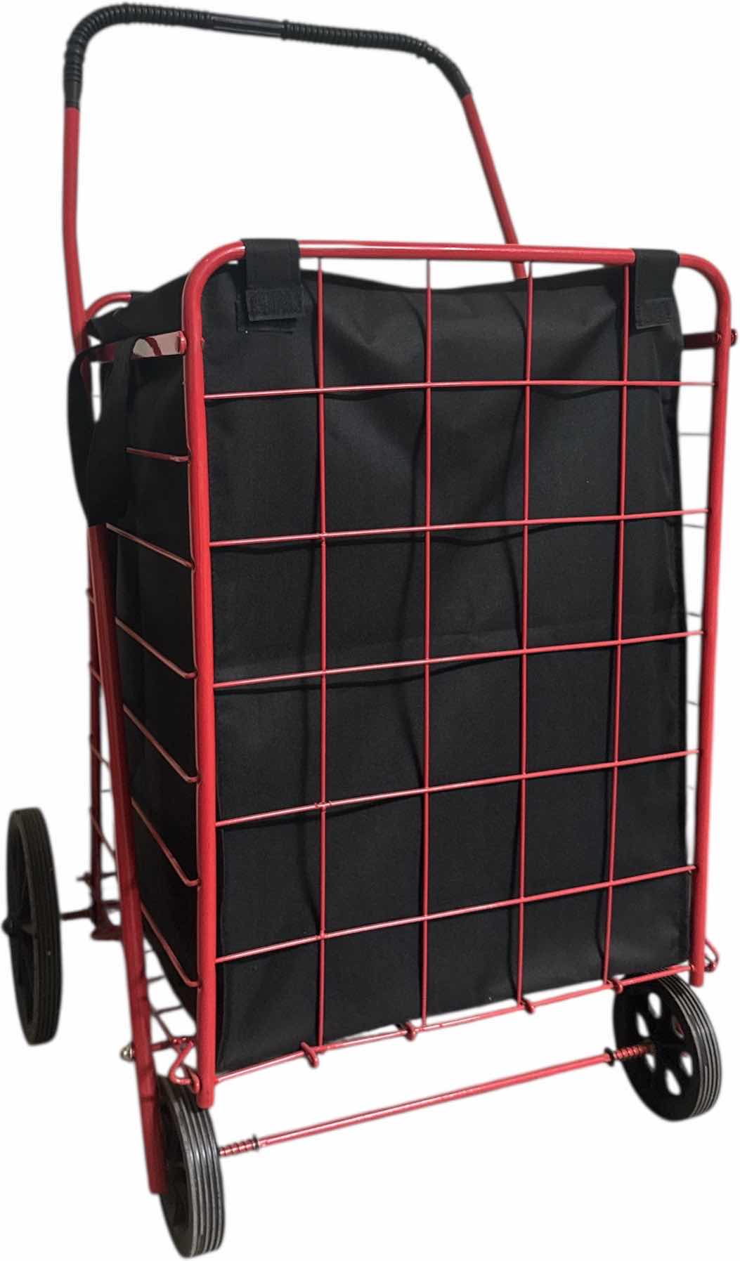 Photo 1 of ROLLING UTILITY SHOPPING CART WITH BLACK LINER METAL

H40”