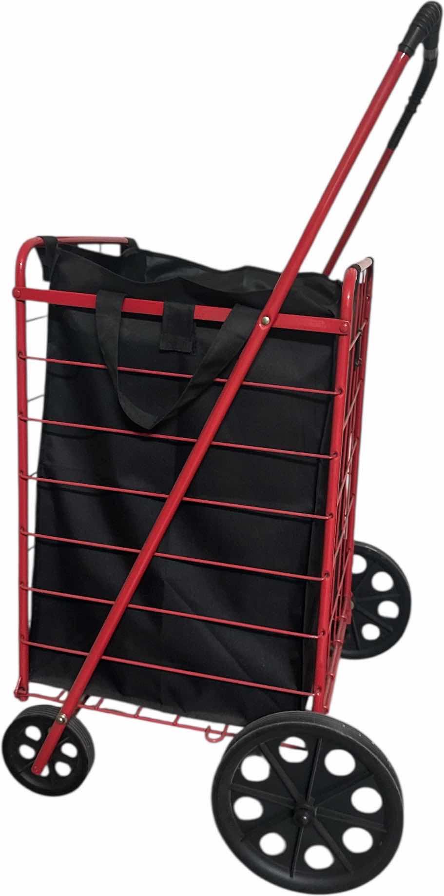 Photo 1 of ROLLING UTILITY SHOPPING CART WITH BLACK LINER METAL

H40”