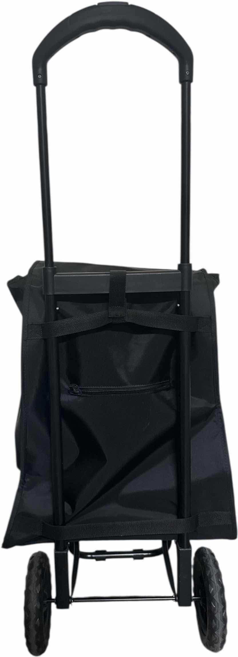 Photo 1 of FOLDABLE ROLLING SHOPPING CART BLACK METAL AND HEAVY DUTY PLASTIC 

H40”