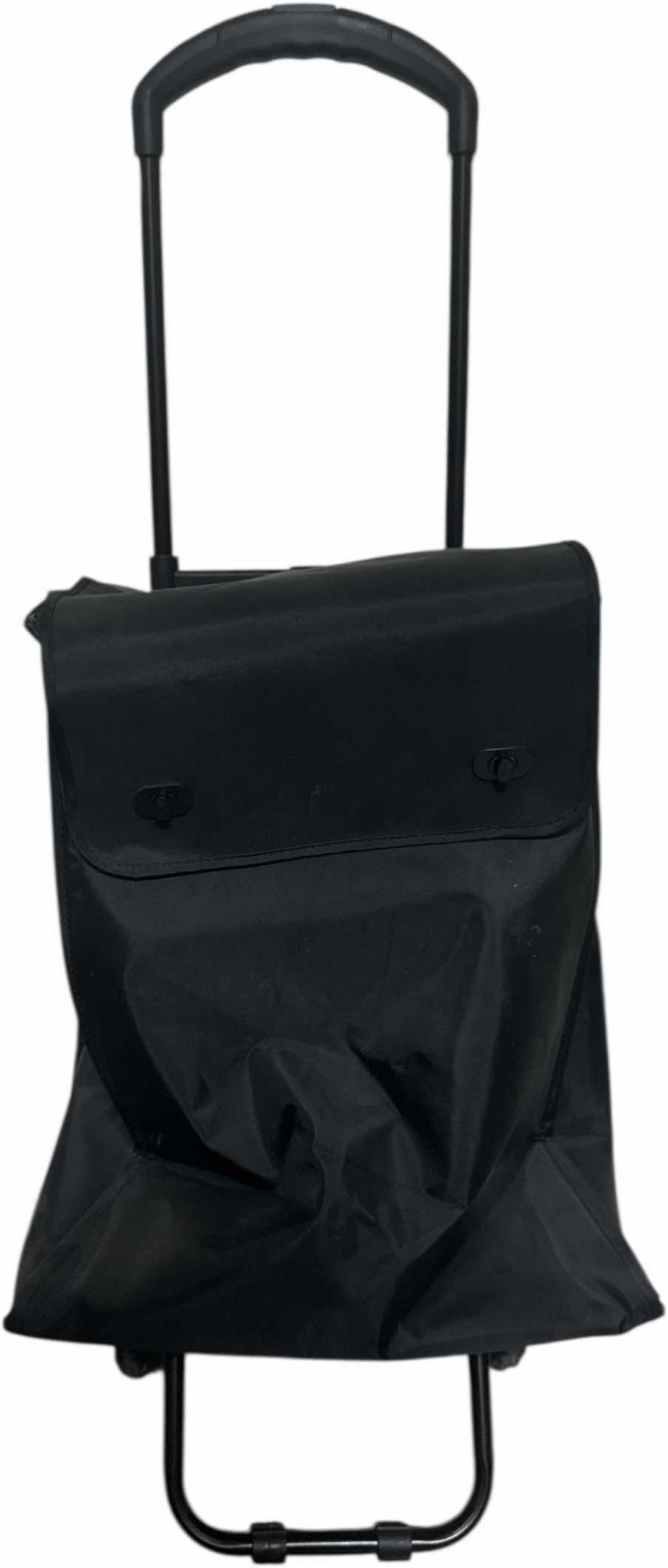 Photo 1 of FOLDABLE ROLLING SHOPPING CART BLACK METAL AND HEAVY DUTY PLASTIC 

H40”