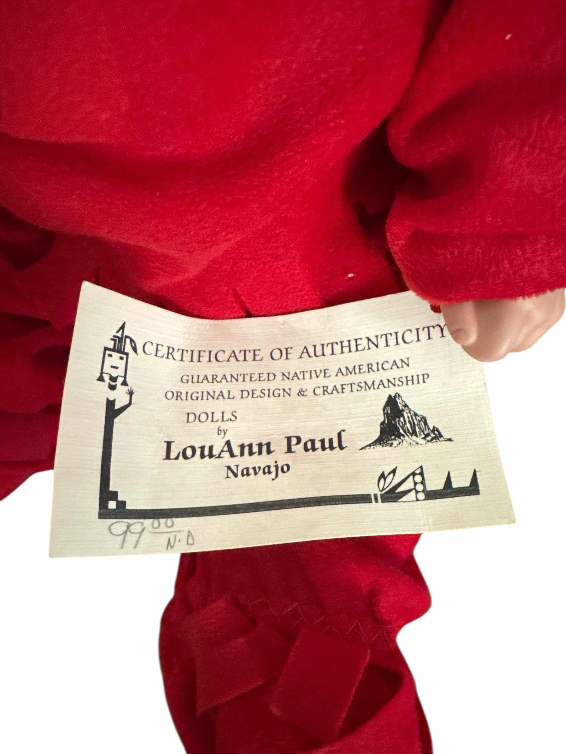 Photo 1 of LOUANN PAUL PORCELAIN NAVAJO NATIVE AMERICAN ORIGINAL DESIGN AND CRAFTSMANSHIP DOLL

H16”