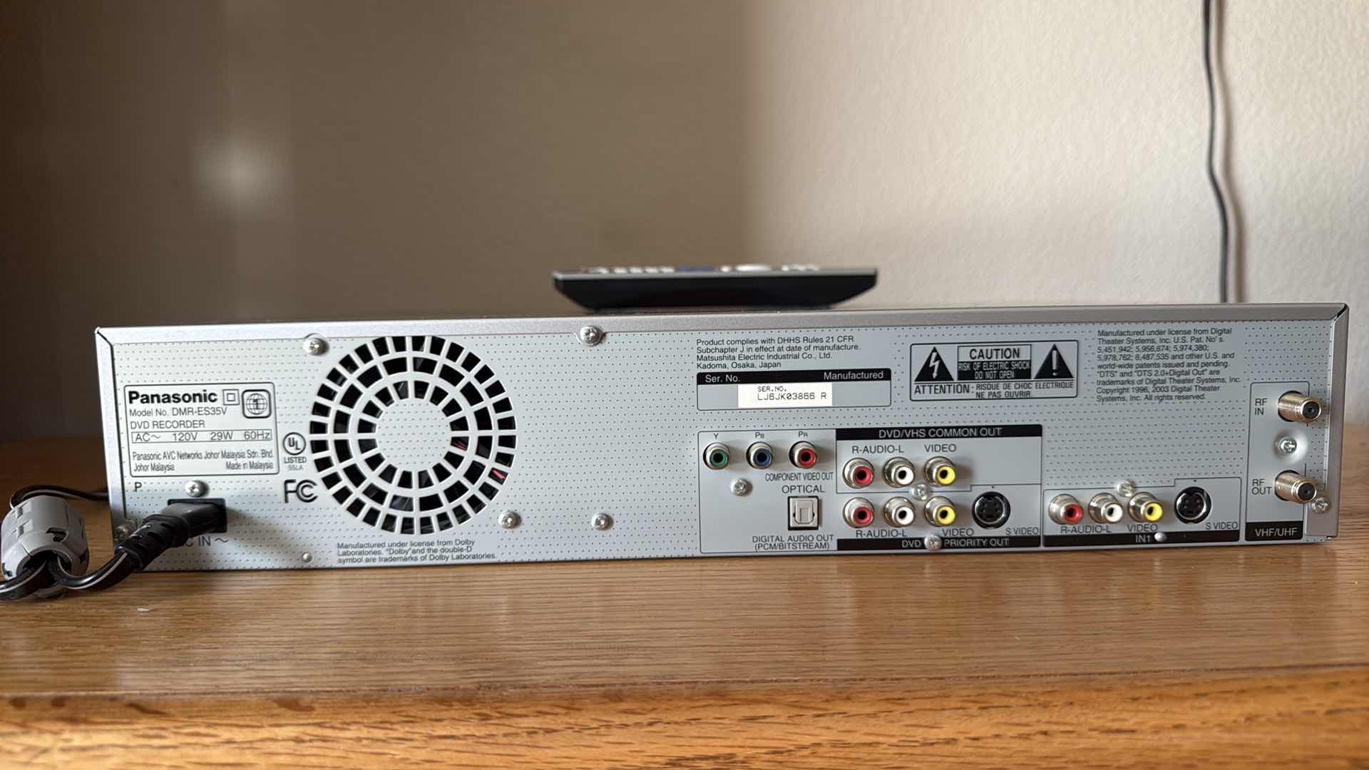 Photo 1 of PANASONIC DMR-ES35V VHS & DVD PLAYER W REMOTE