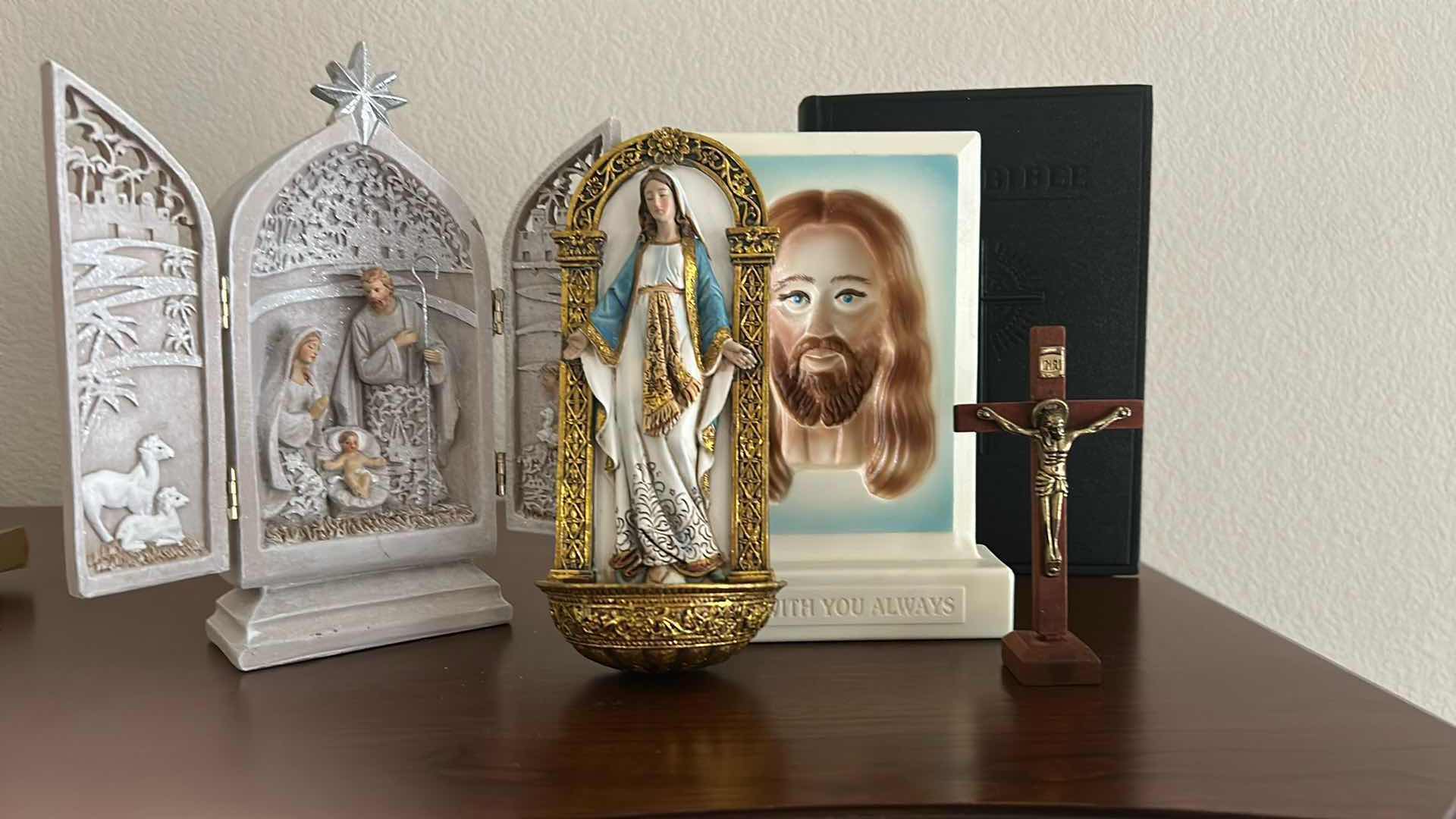 Photo 1 of ASSORTED RELIGIOUS ITEMS AND BIBLE