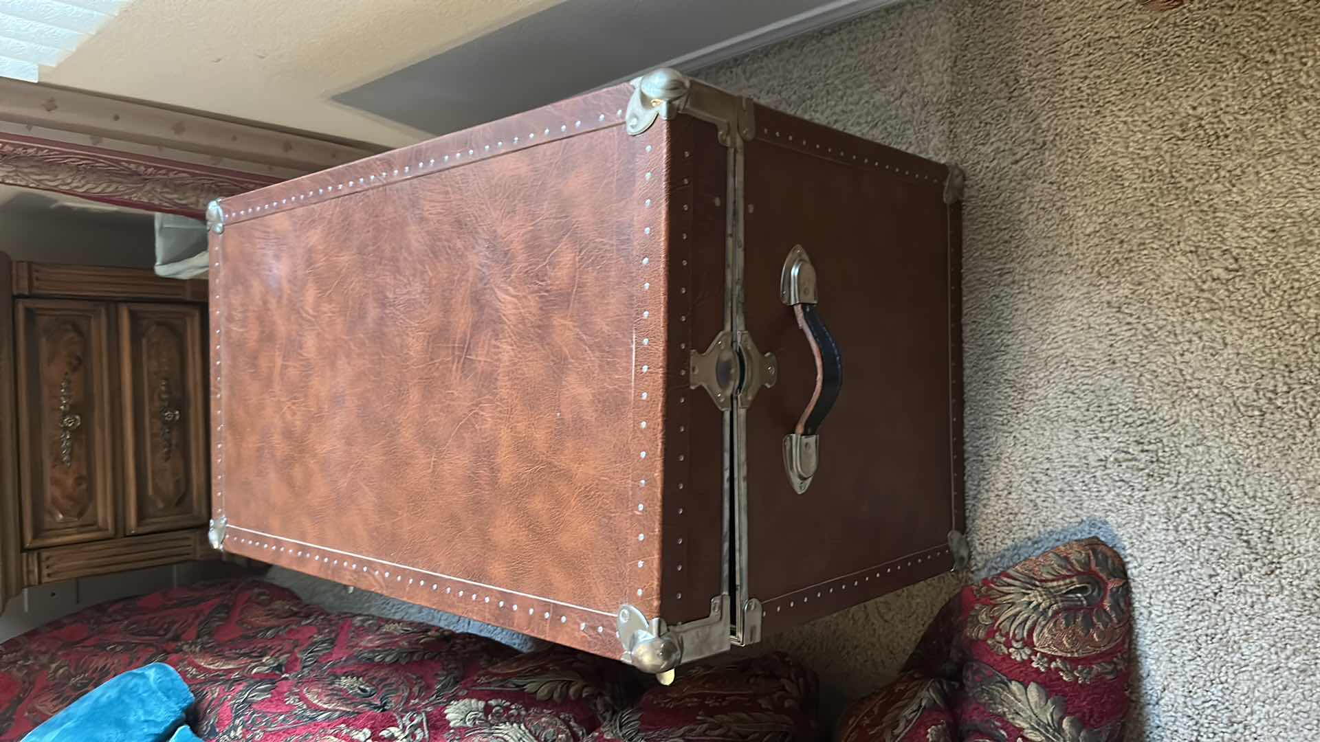 Photo 1 of LEATHER STORAGE TRUNK CEDAR LINED 33” X 18” H 20”