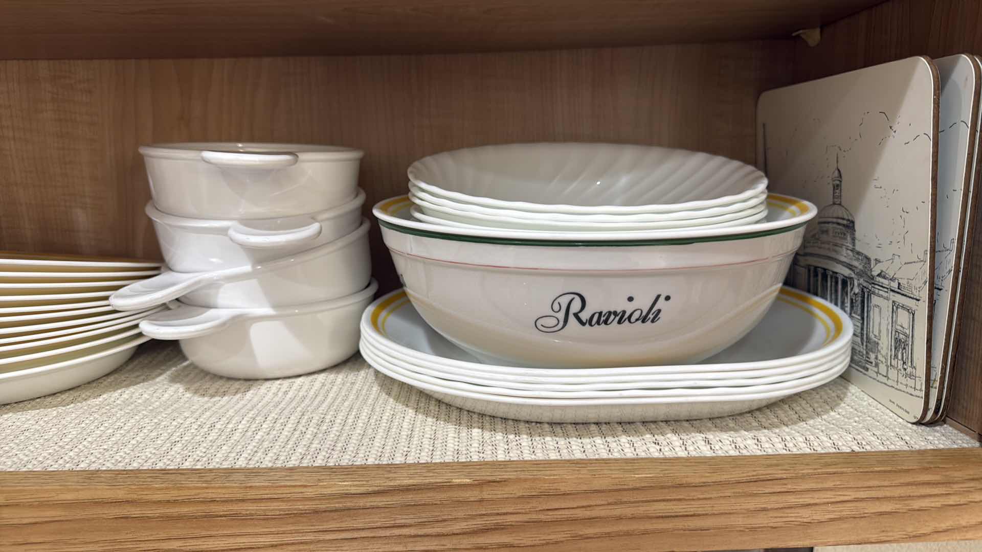 Photo 1 of CONTENTS OF KITCHEN CABINET-CORELLE BY CORNING DISHWARE