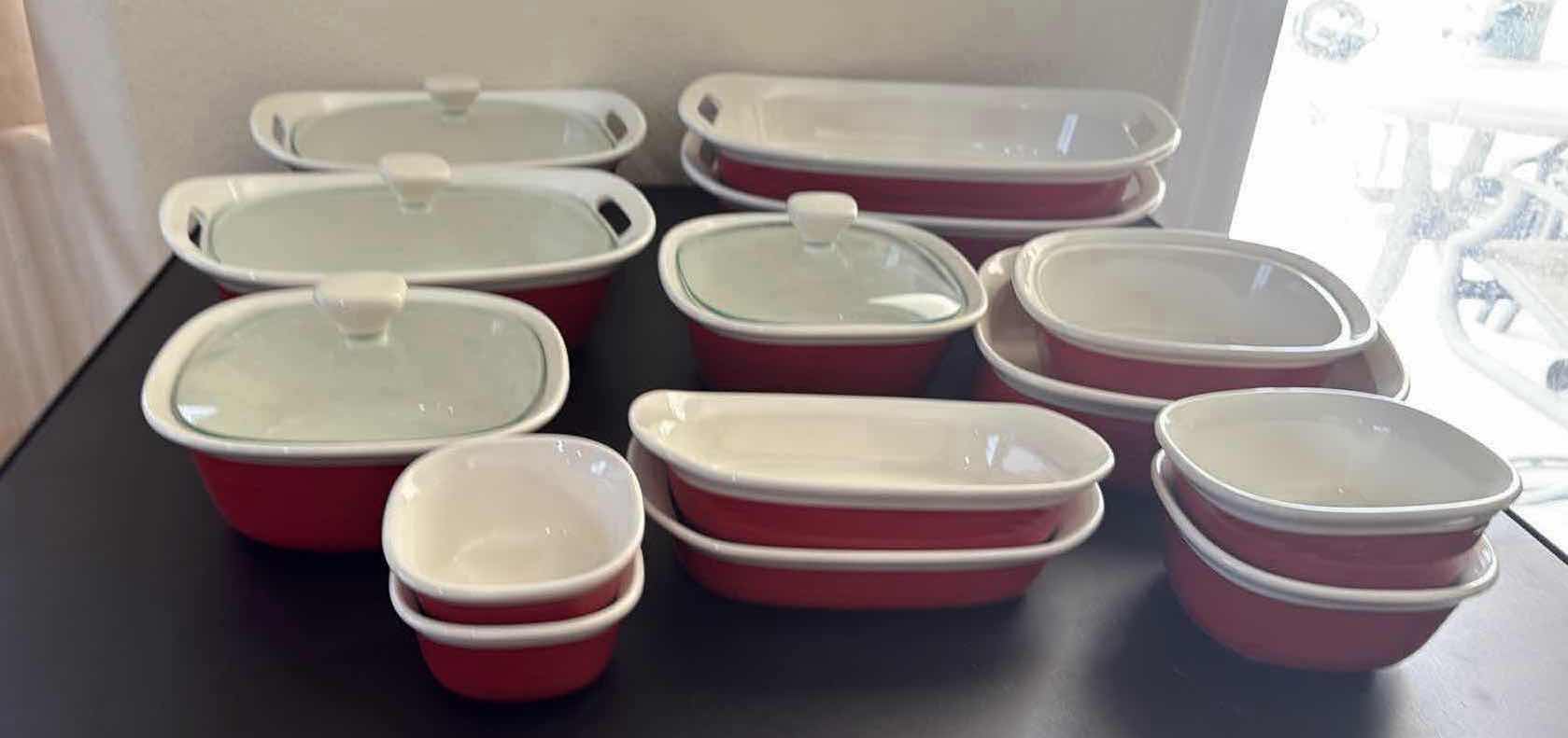 Photo 1 of RUBY RED CORNING WARE SERVEWARE SETS