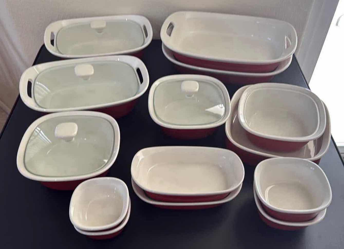 Photo 1 of RUBY RED CORNING WARE SERVEWARE SETS