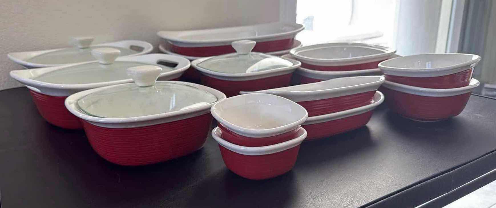 Photo 1 of RUBY RED CORNING WARE SERVEWARE SETS