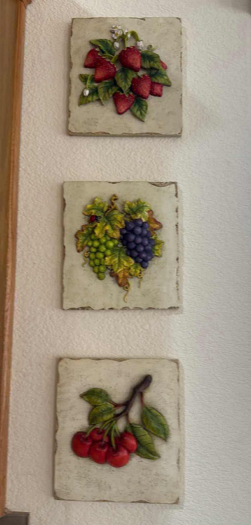 Photo 1 of 3-VINTAGE 3D FRUIT WALL PLAQUES  7”x 8”