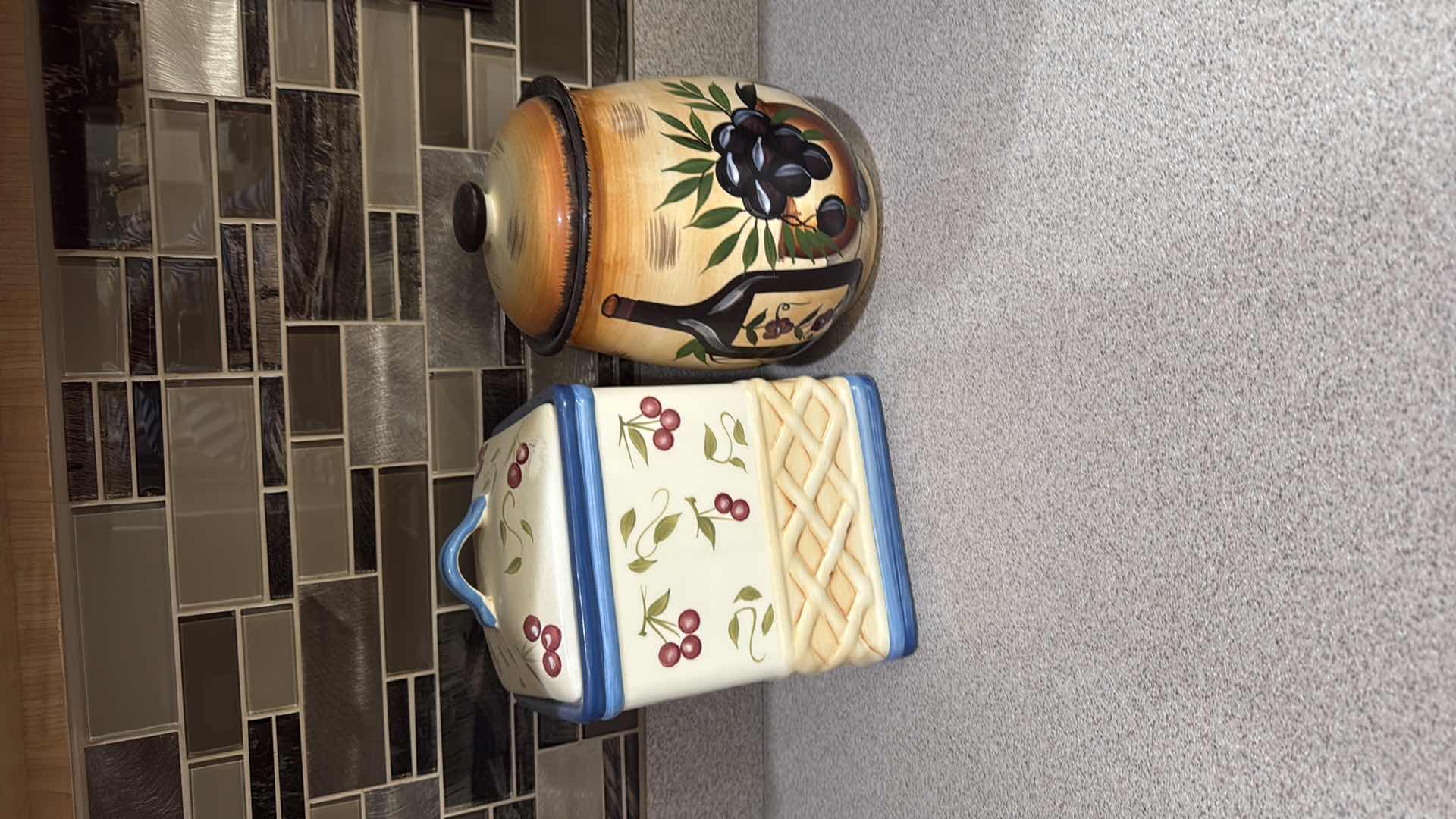 Photo 1 of 1990 INSPIRADO BISCOTTI HAND-PAINTED COOKIE JARS, TUSCAN STYLE CERAMIC COOKIE JAR