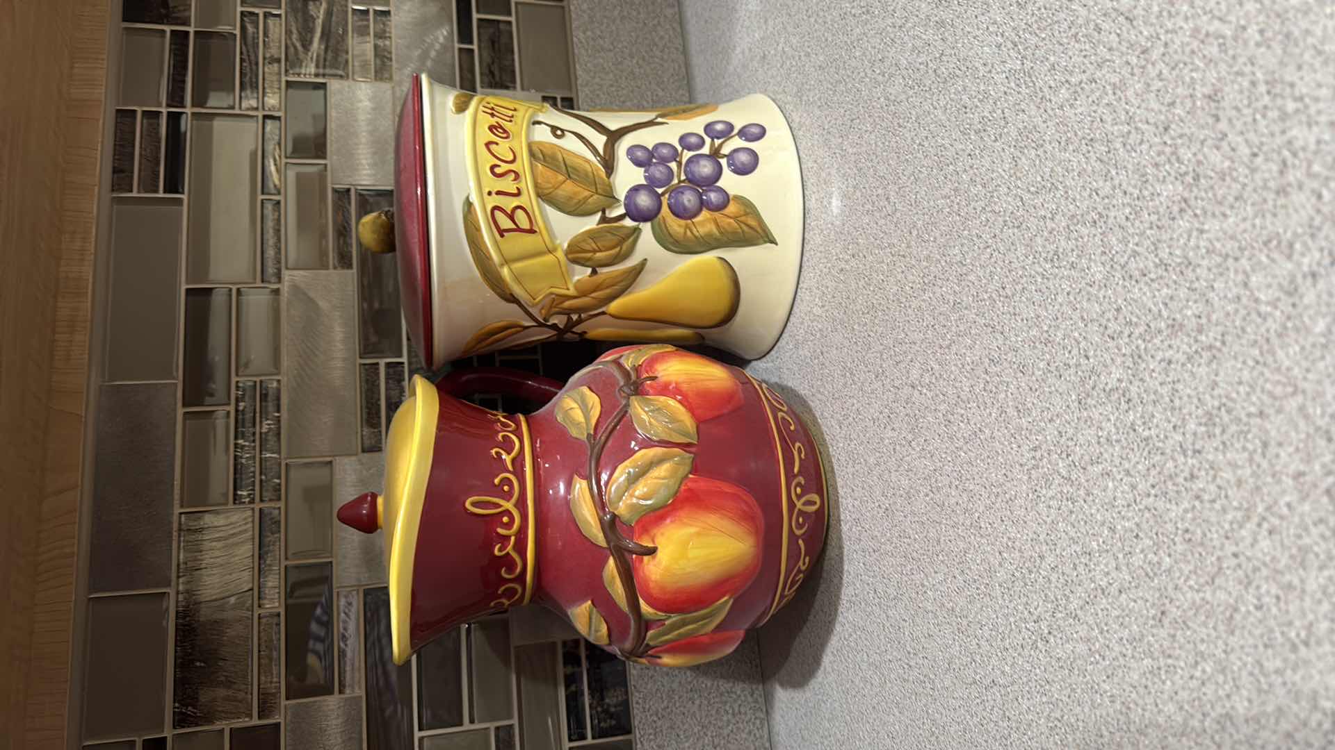 Photo 1 of 2-VINTAGE NONNI'W HAND PAINTED BISCOTTI COOKIE JARS