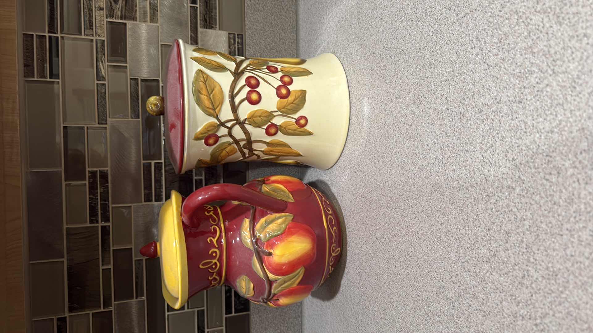 Photo 1 of 2-VINTAGE NONNI'W HAND PAINTED BISCOTTI COOKIE JARS