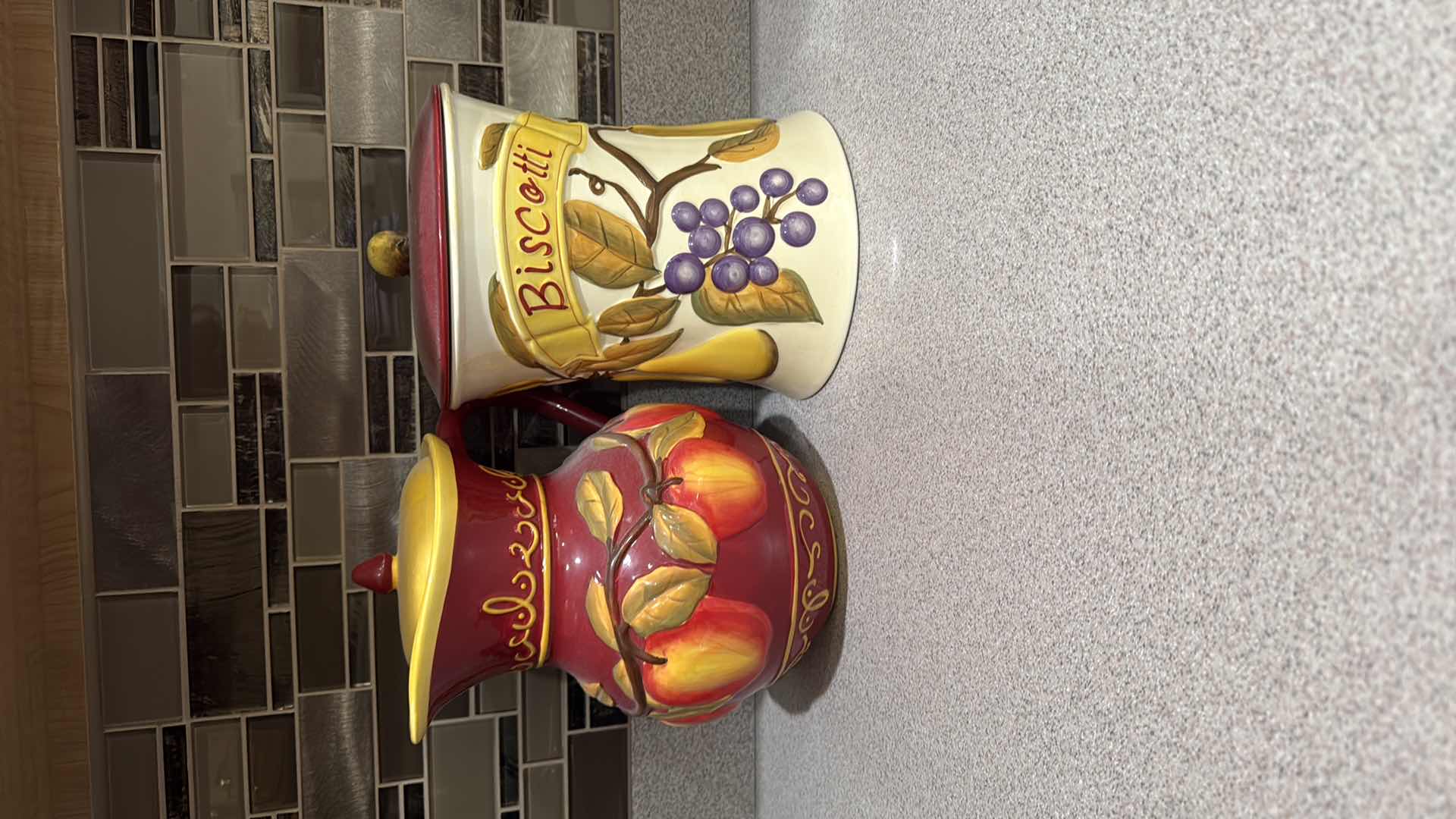 Photo 1 of 2-VINTAGE NONNI'W HAND PAINTED BISCOTTI COOKIE JARS