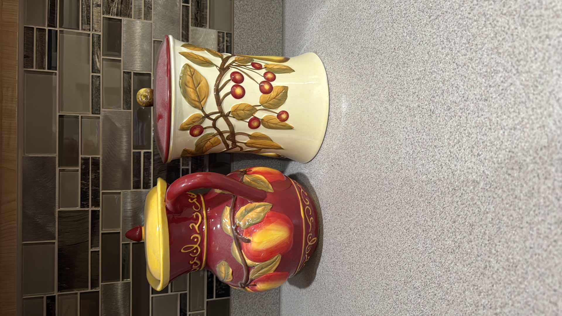 Photo 1 of 2-VINTAGE NONNI'W HAND PAINTED BISCOTTI COOKIE JARS