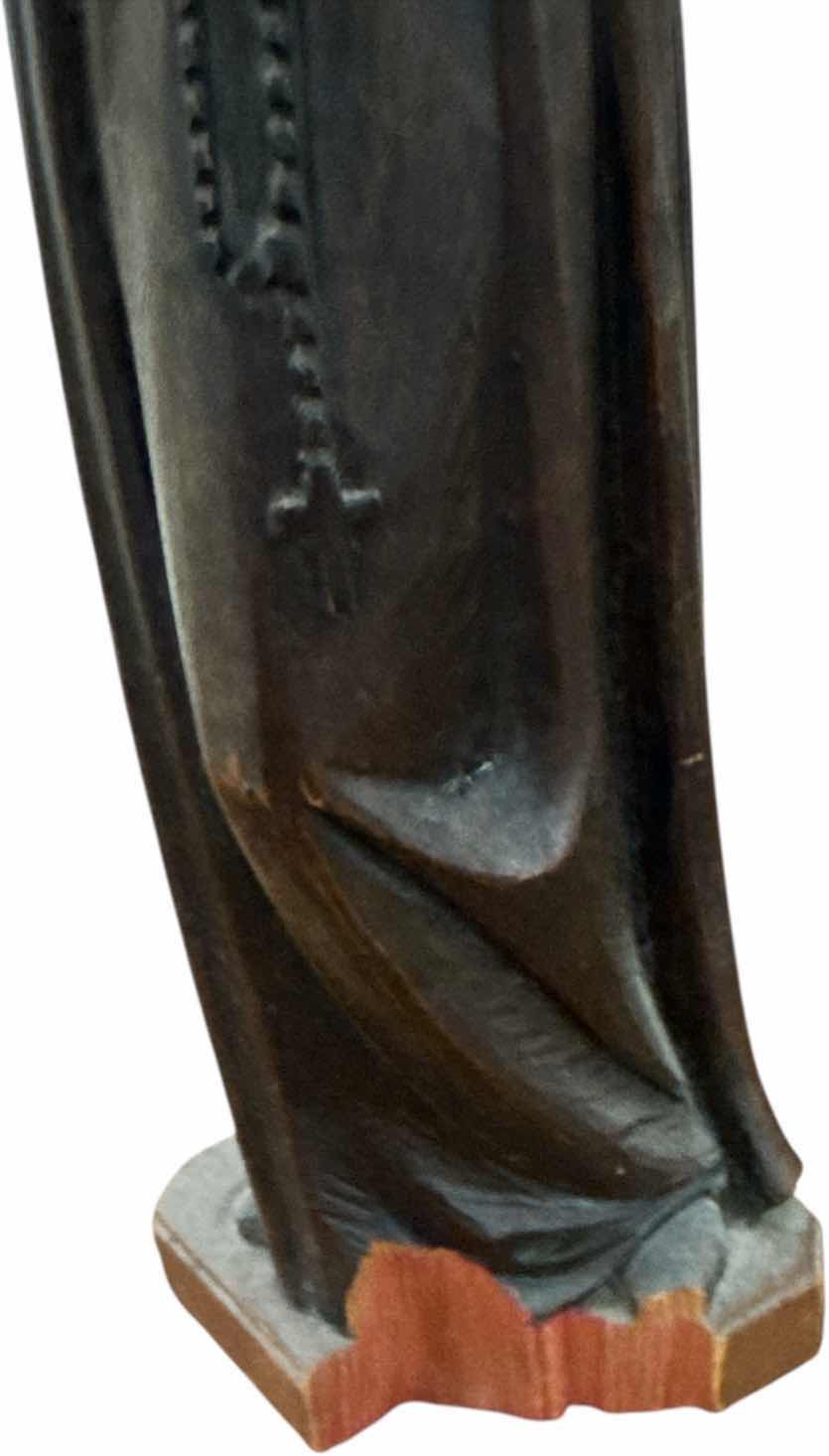 Photo 1 of 3- WOOD CARVED AND RESIN FIGURINES, SAINT RITA, VIRGINIA MARY, MADONNA AND CHILD

H10.5” AND SMALLER