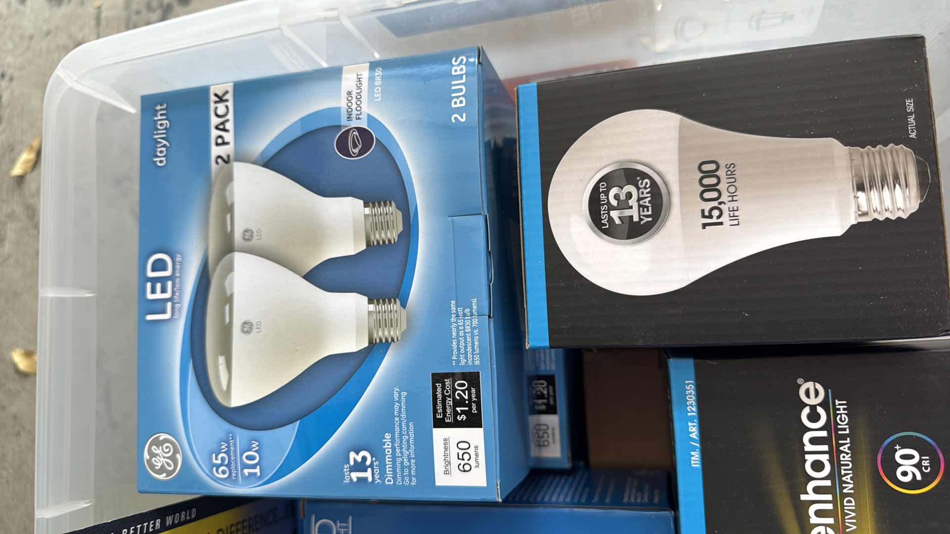 Photo 1 of CONTENTS OF TOTE-ASSORTED TYPES OF LIGH BULBS