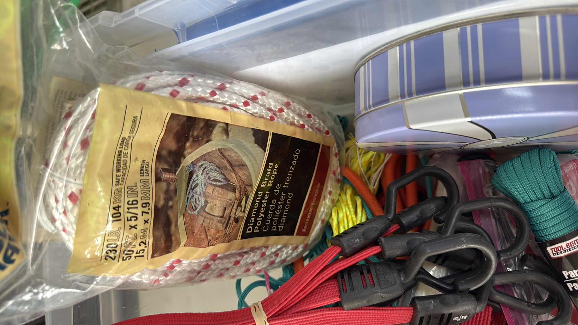 Photo 1 of CONTENTS OF TOTE-ROPE, BUNGEE CORDS, STEEL CORDS