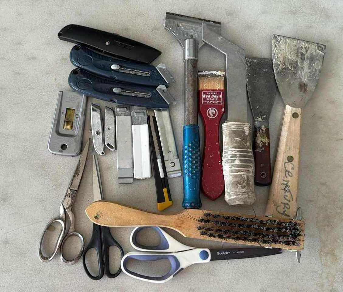 Photo 1 of PAINT SUPPLIES, SCISSORS & CUTTING TOOLS