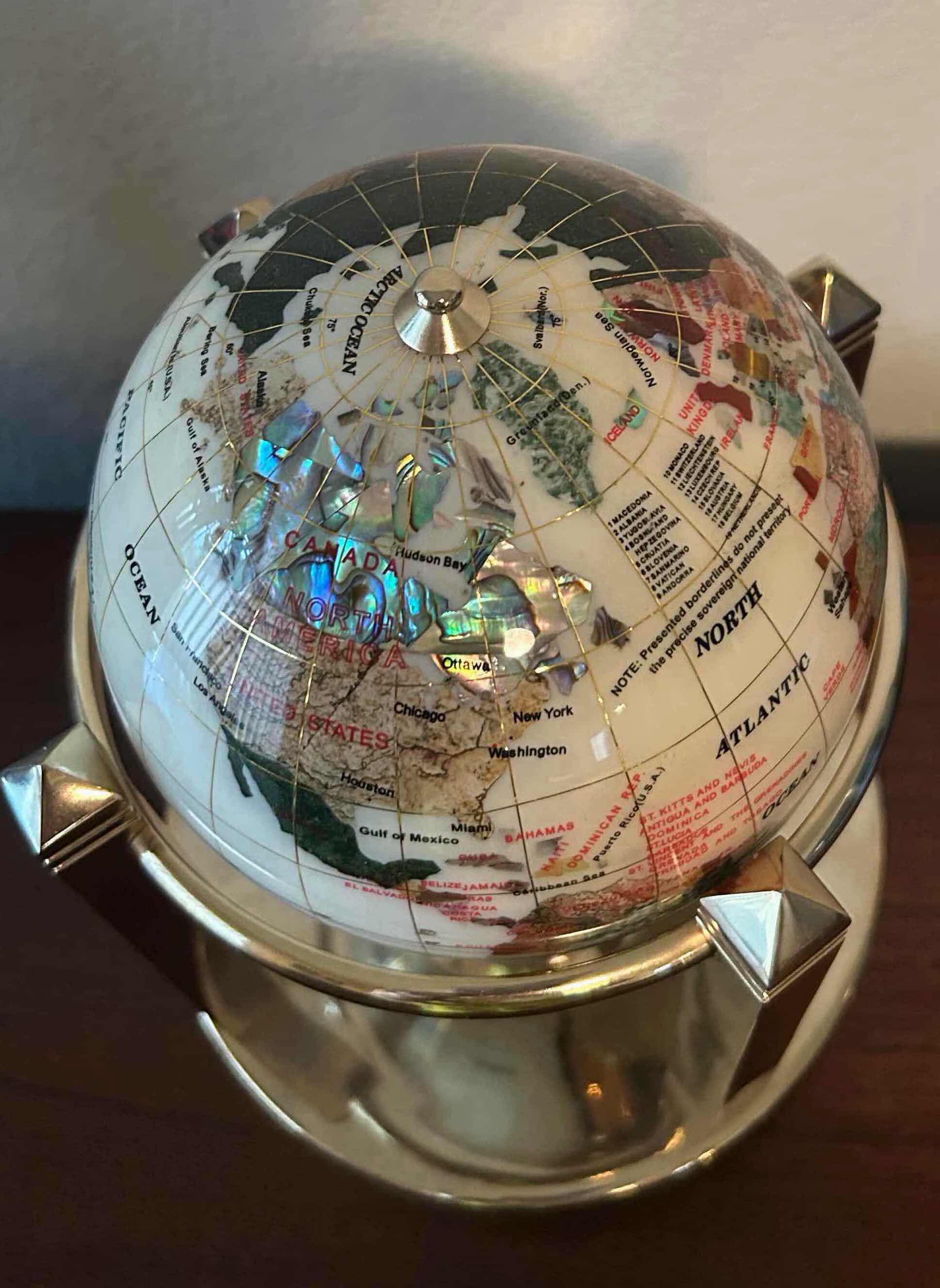 Photo 1 of ALEXANDER KALIFANO GEMSTONE ROTATING GLOBE H 13"