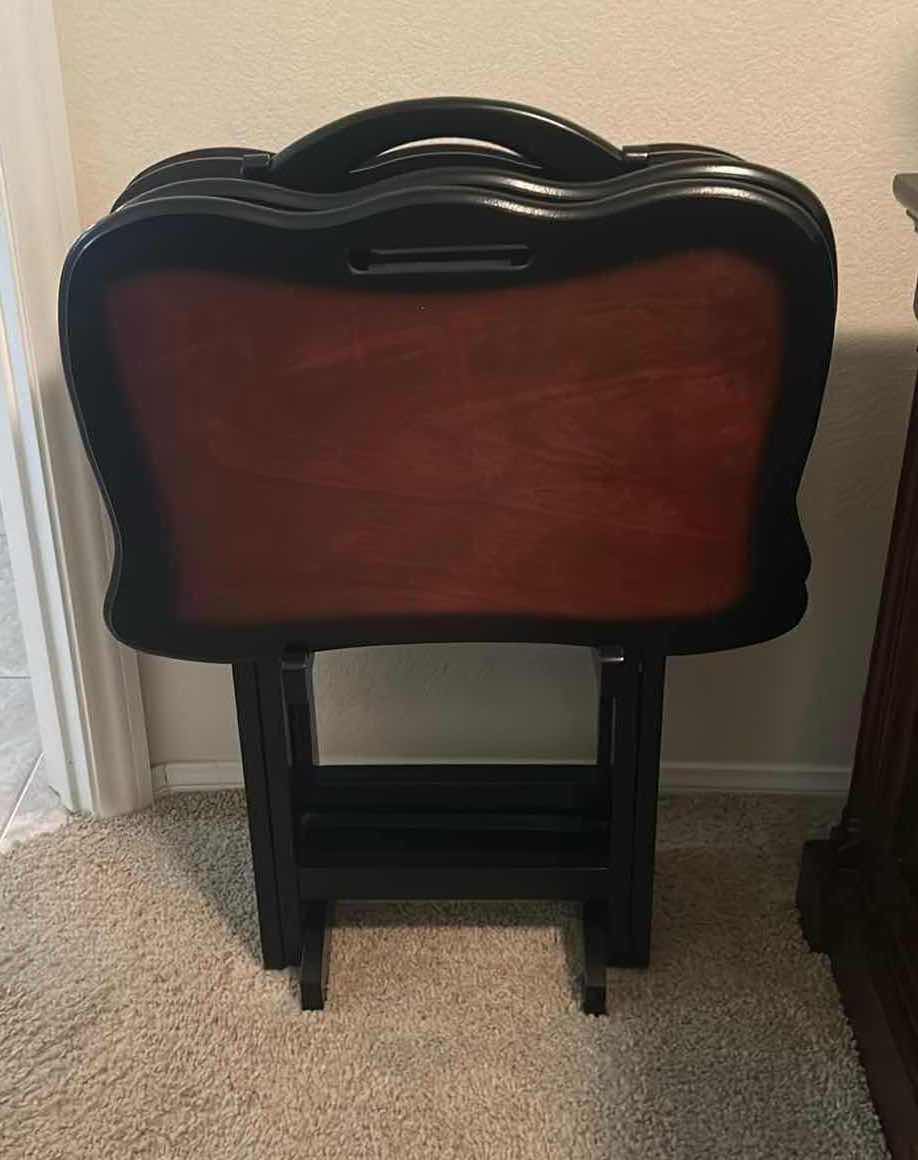 Photo 1 of 4- WOOD TV TRAYS W STAND
