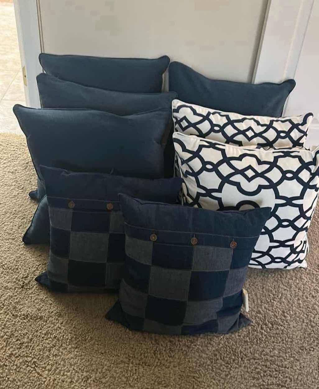 Photo 1 of 8- ASSORTED BLUE DECORATIVE PILLOWS