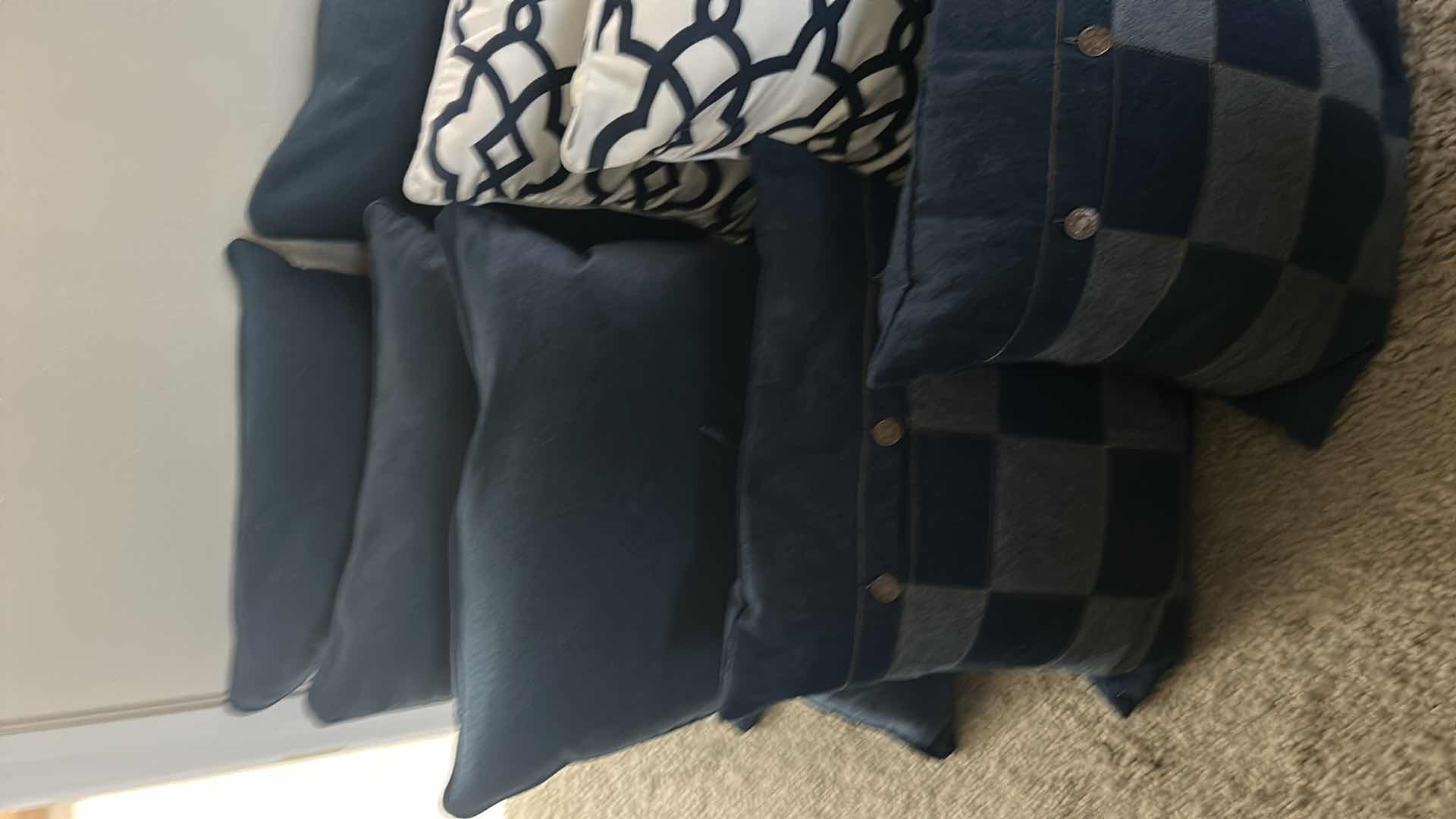 Photo 1 of 8- ASSORTED BLUE DECORATIVE PILLOWS