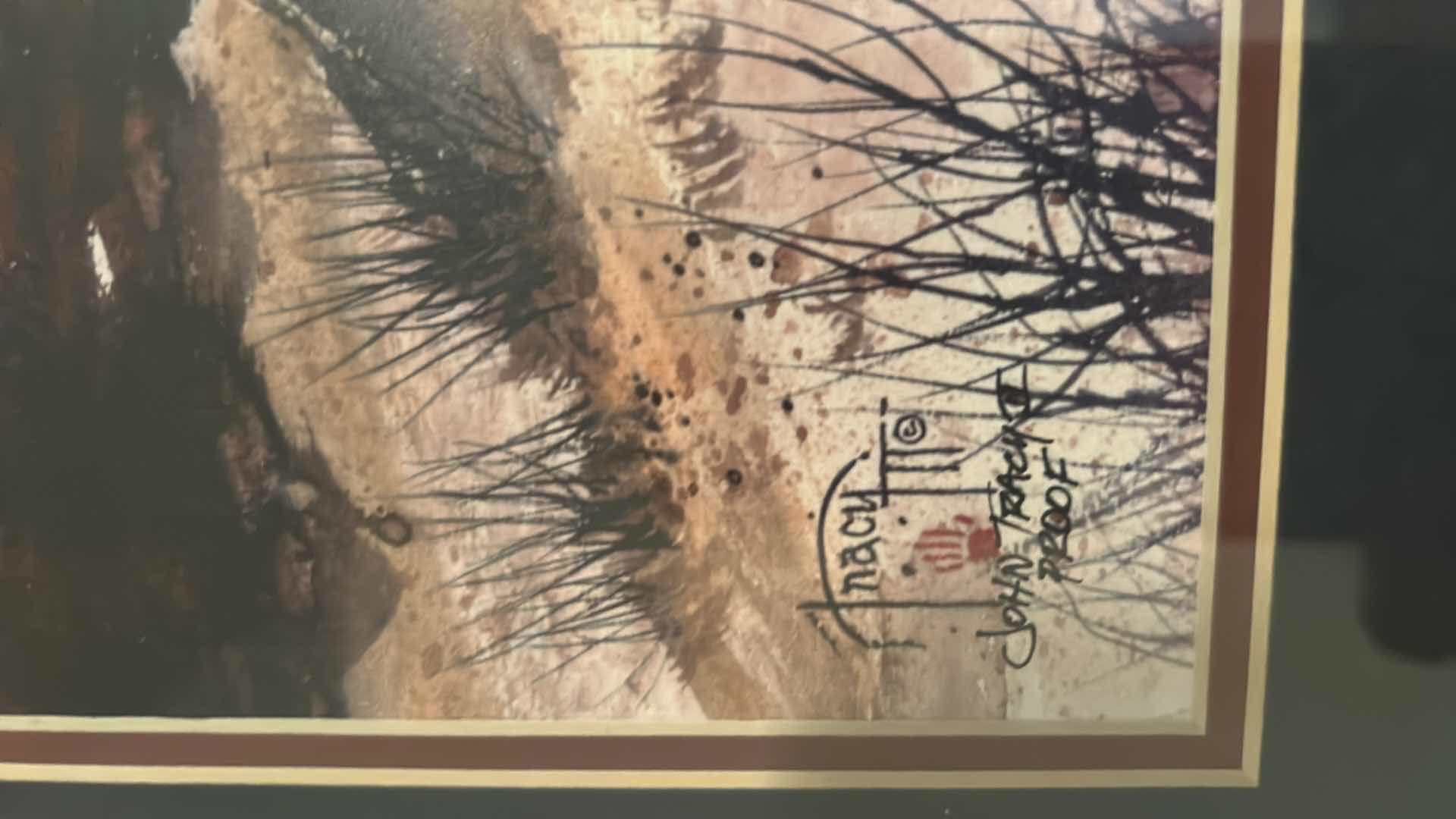 Photo 1 of 2 FRAMED JOHN TRACY THEMED SOUTHWESTERN AND NATIVE AMERICAN LANDSCAPES 14” X 21”