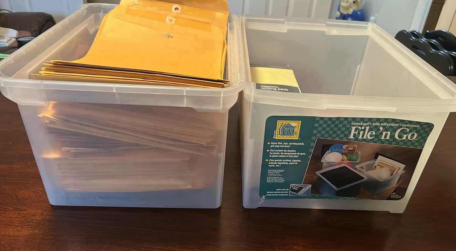 Photo 1 of 2 PLASTIC CONTAINERS MANILA ENVELOPES WRITING PADS TAPE