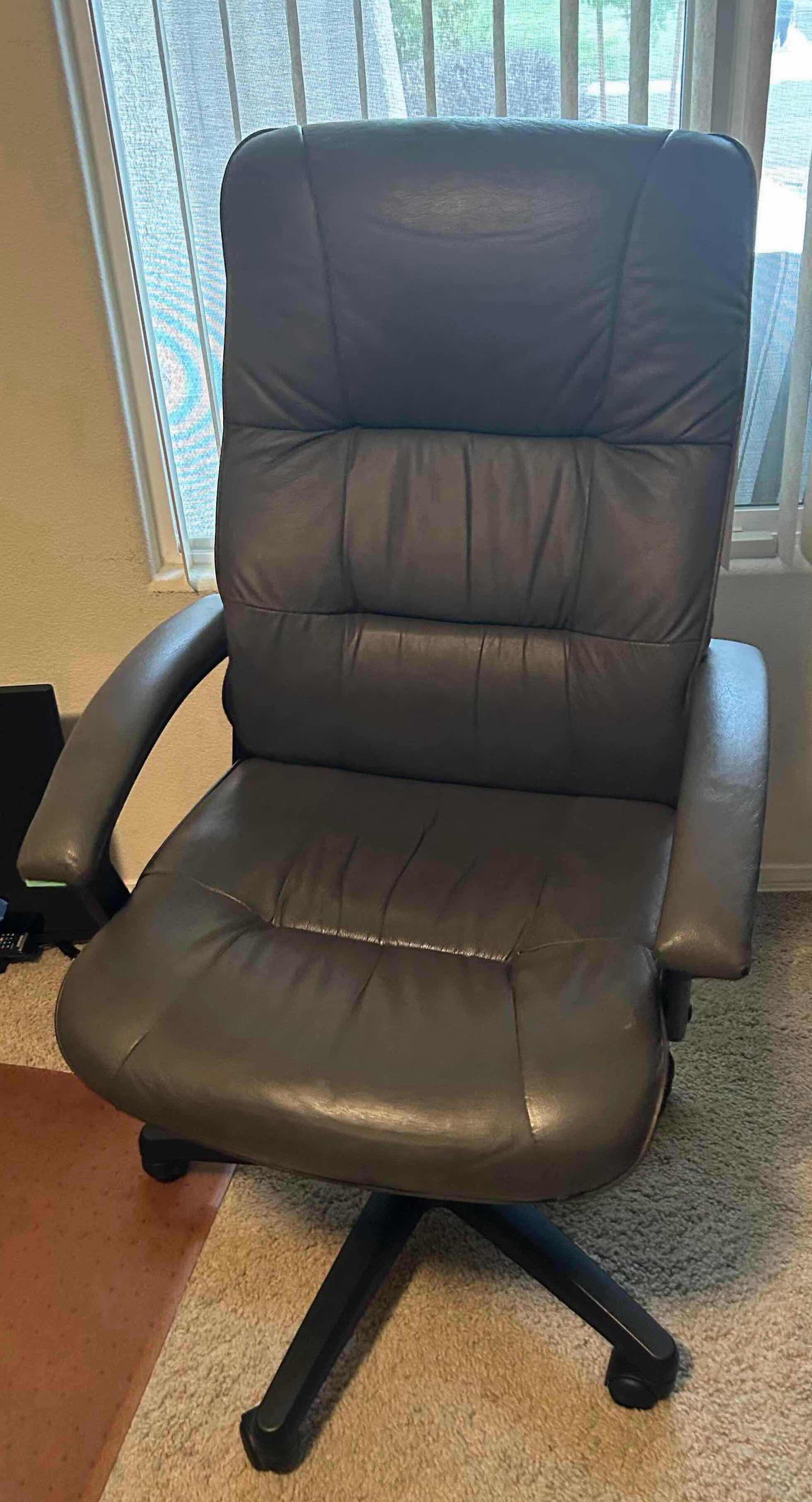 Photo 1 of BROWN LEATHER OFFICE CHAIR