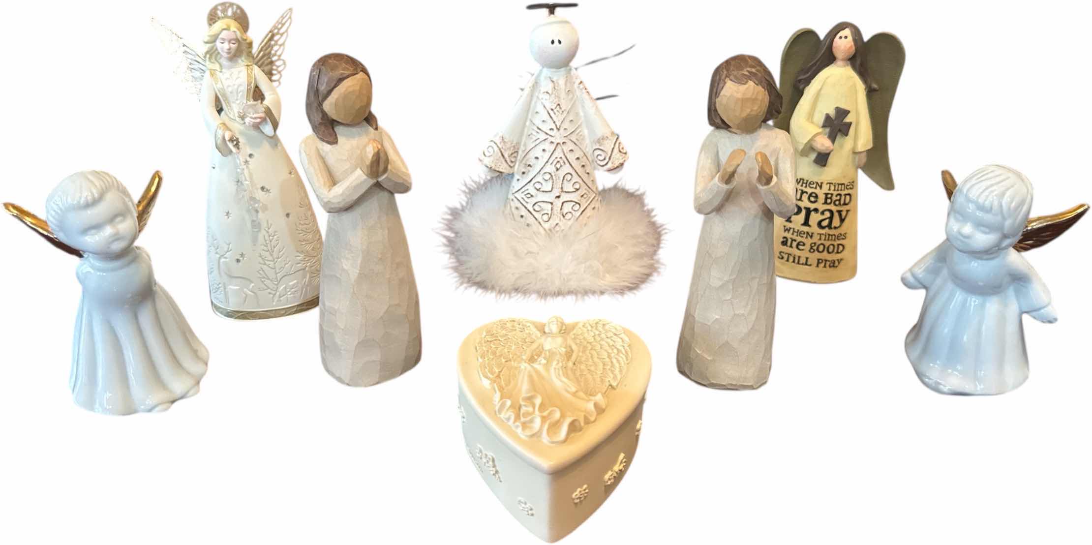 Photo 1 of 8- VINTAGE ANGEL FIGURINE COLLECTION RESIN AND CERAMIC
H6.75” AND SMALLER