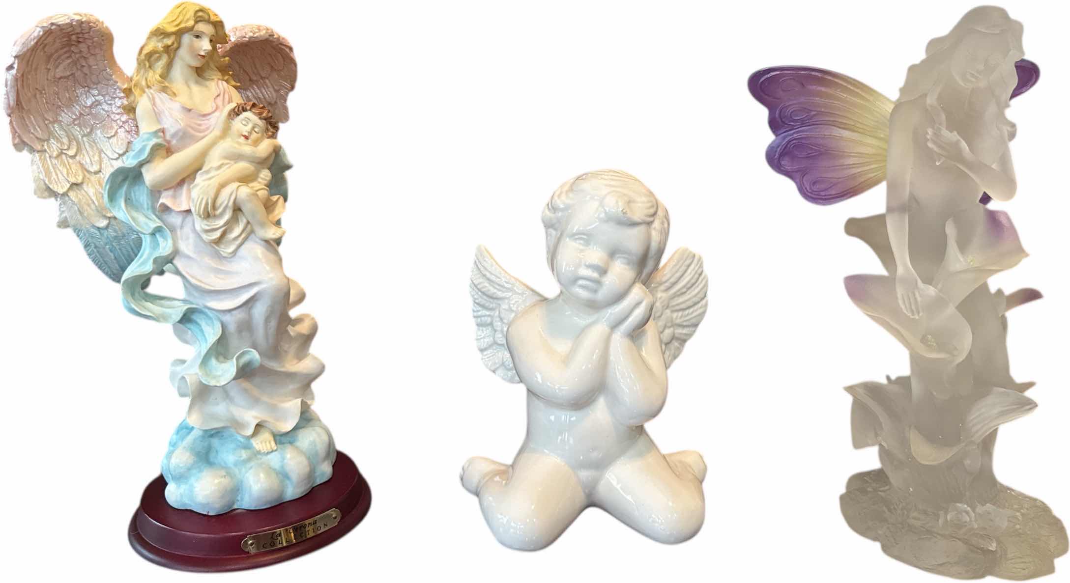 Photo 1 of 3- VINTAGE ANGEL FIGURINE COLLECTION RESIN AND CERAMIC
H10” AND SMALLER