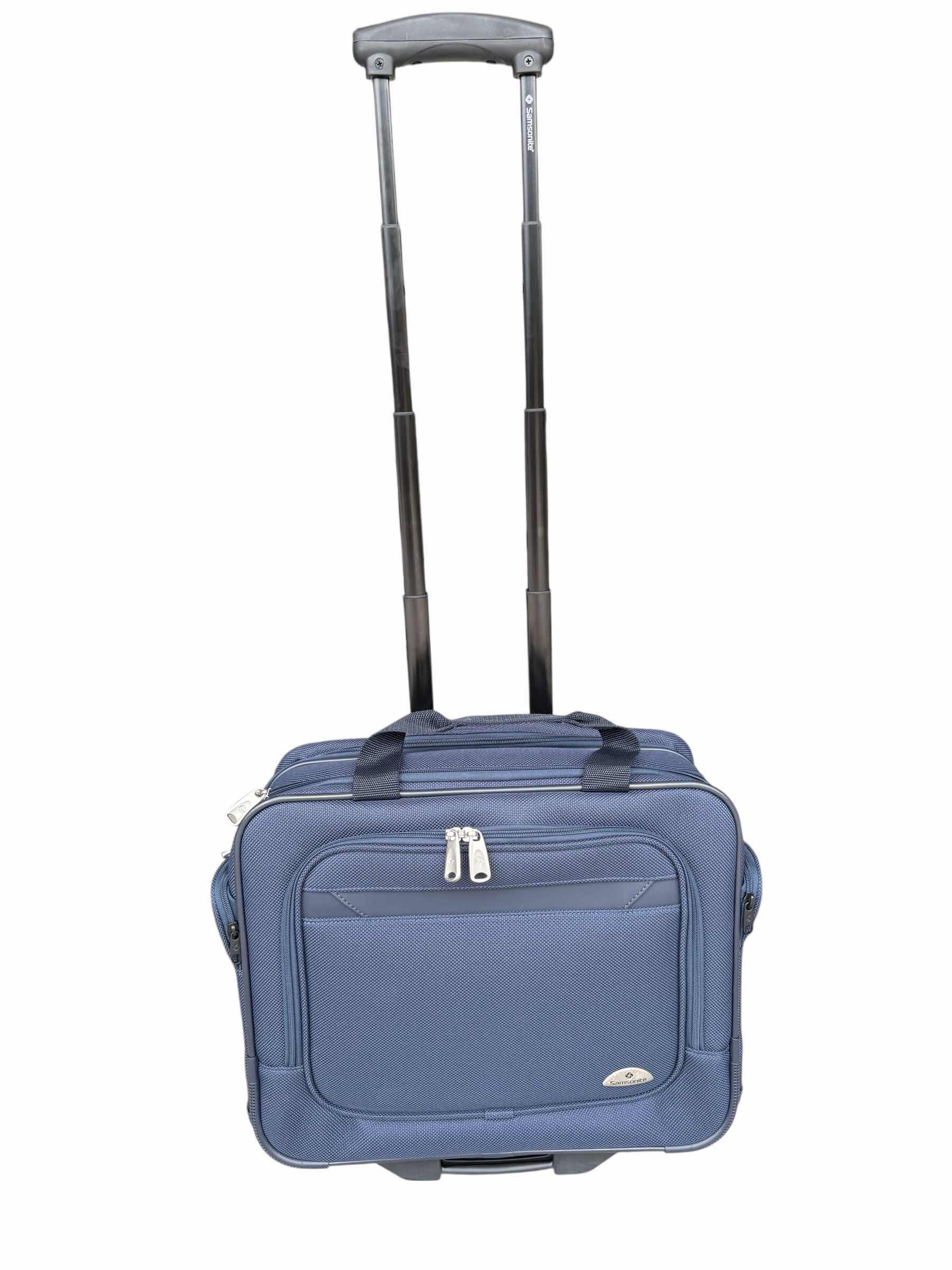 Photo 1 of SAMSONITE NAVY BLUE SOFTSIDE CARRY ON SPINNER W19” H16”