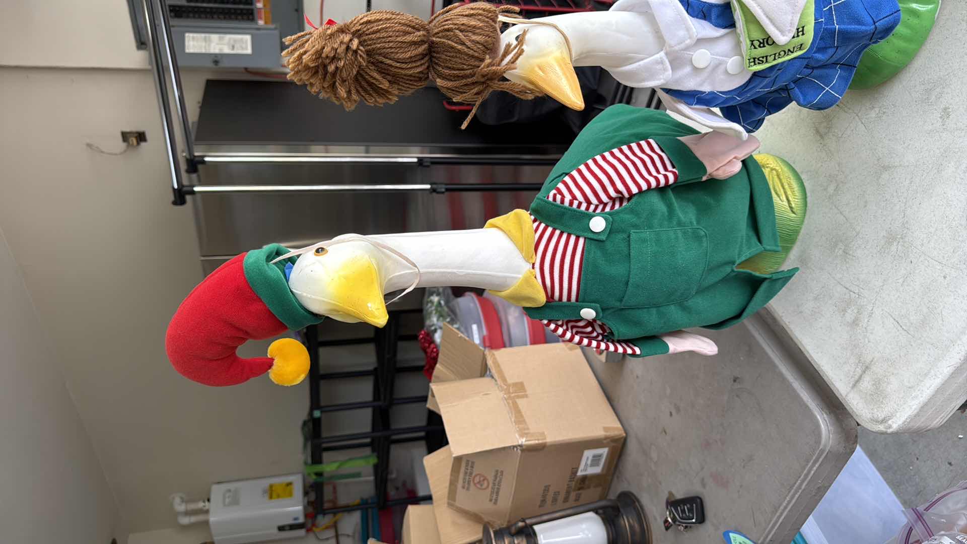 Photo 1 of 3-PLASTIC DUCK STATUE W SPECIAL OCCASION CLOTHES H24”, 18”,16”