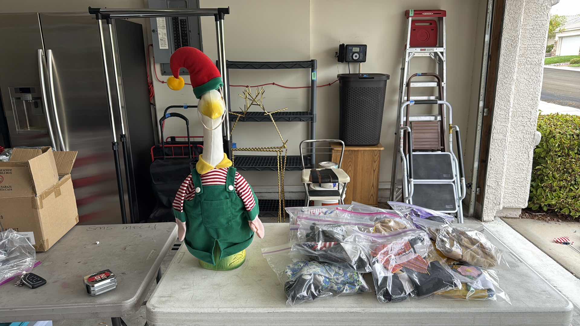 Photo 1 of 3-PLASTIC DUCK STATUE W SPECIAL OCCASION CLOTHES H24”, 18”,16”